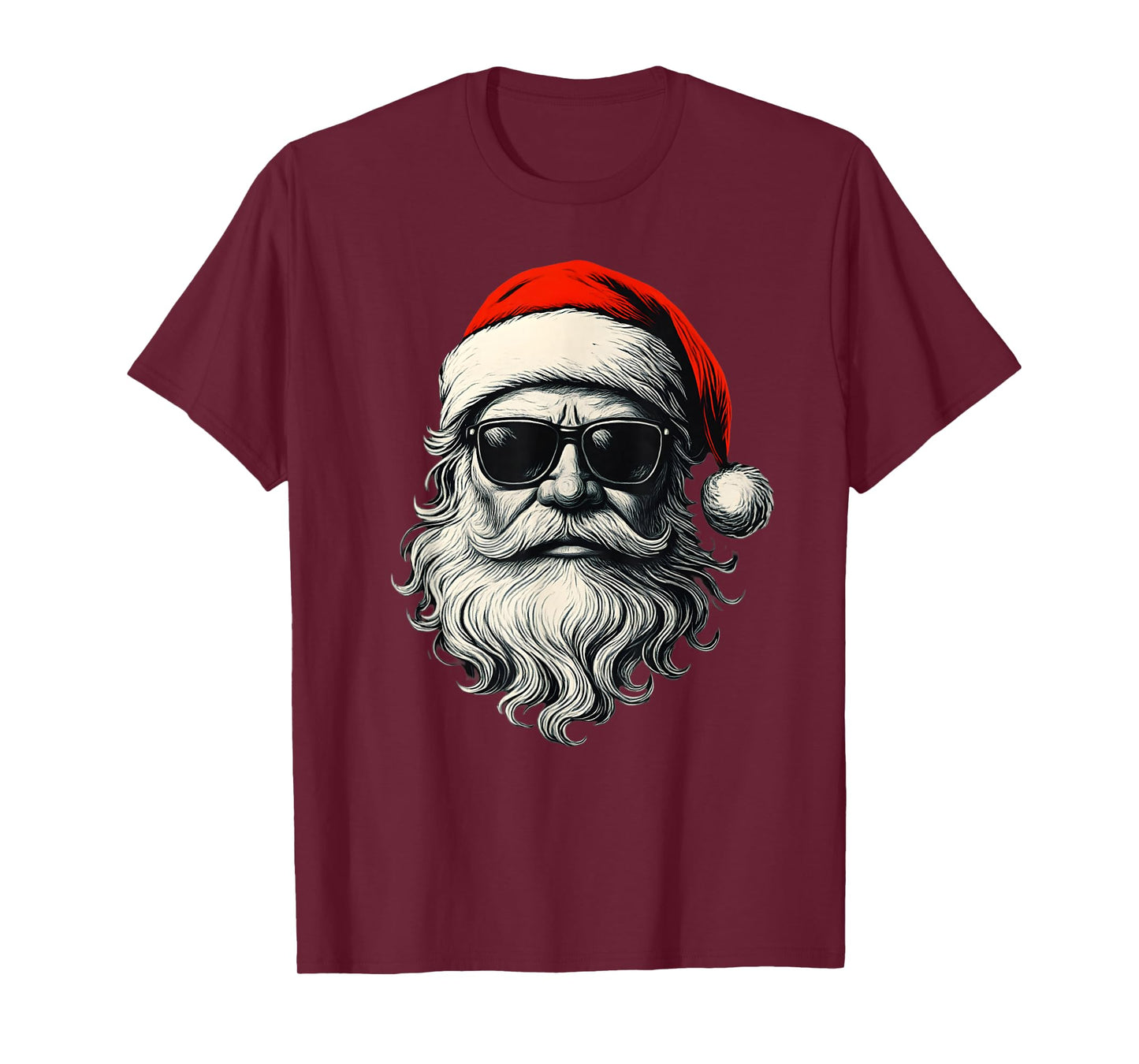 Santa Face Retro Sunglasses Funny Christmas Pajama Mens Boys T-Shirt
