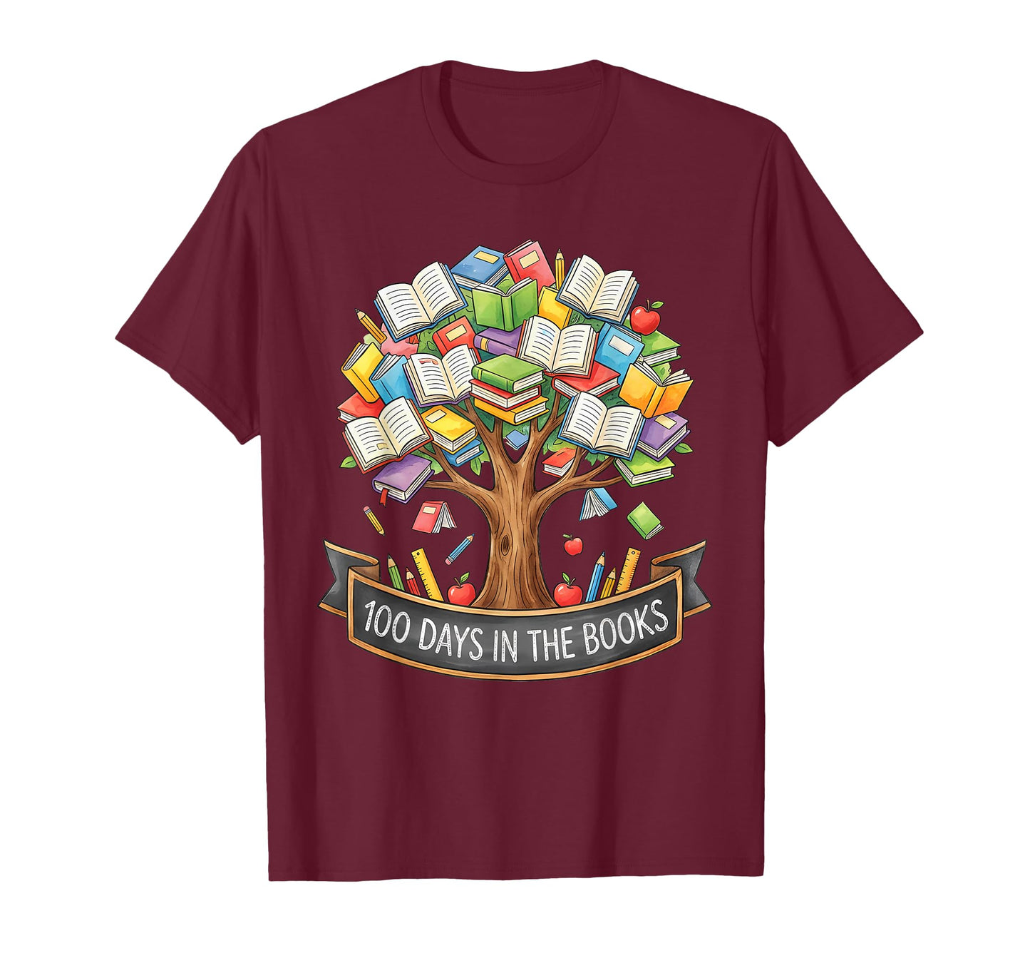 100 Days of School in The Books Librarian Reading Teacher T-Shirt