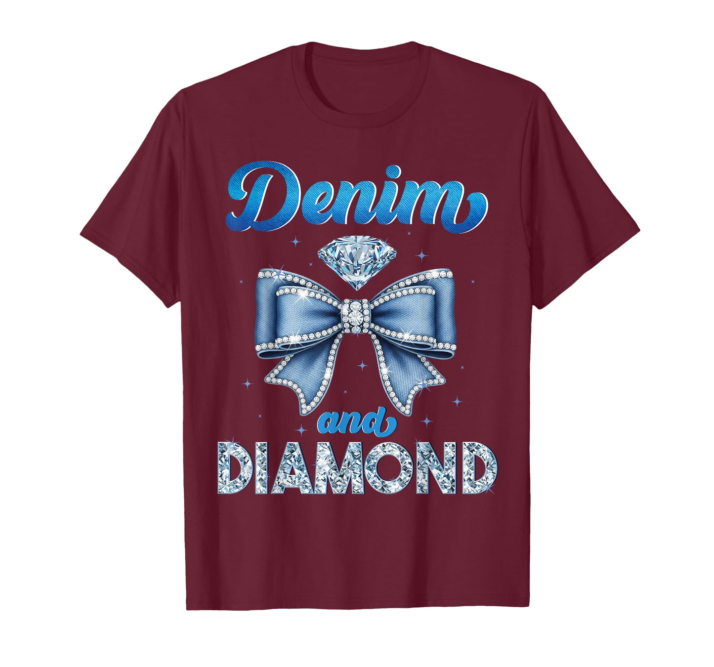 Denim And Diamonds Coquette Bow Ladies Women T-Shirt