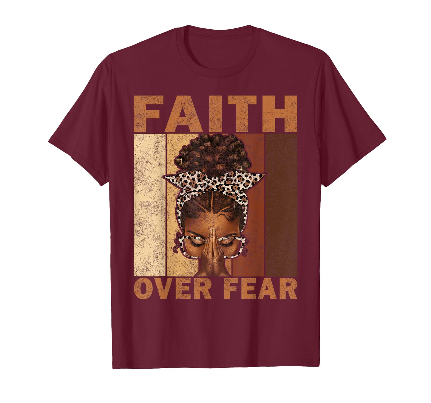 Black Woman Praying Afro African - Faith Over Fear Christian T-Shirt