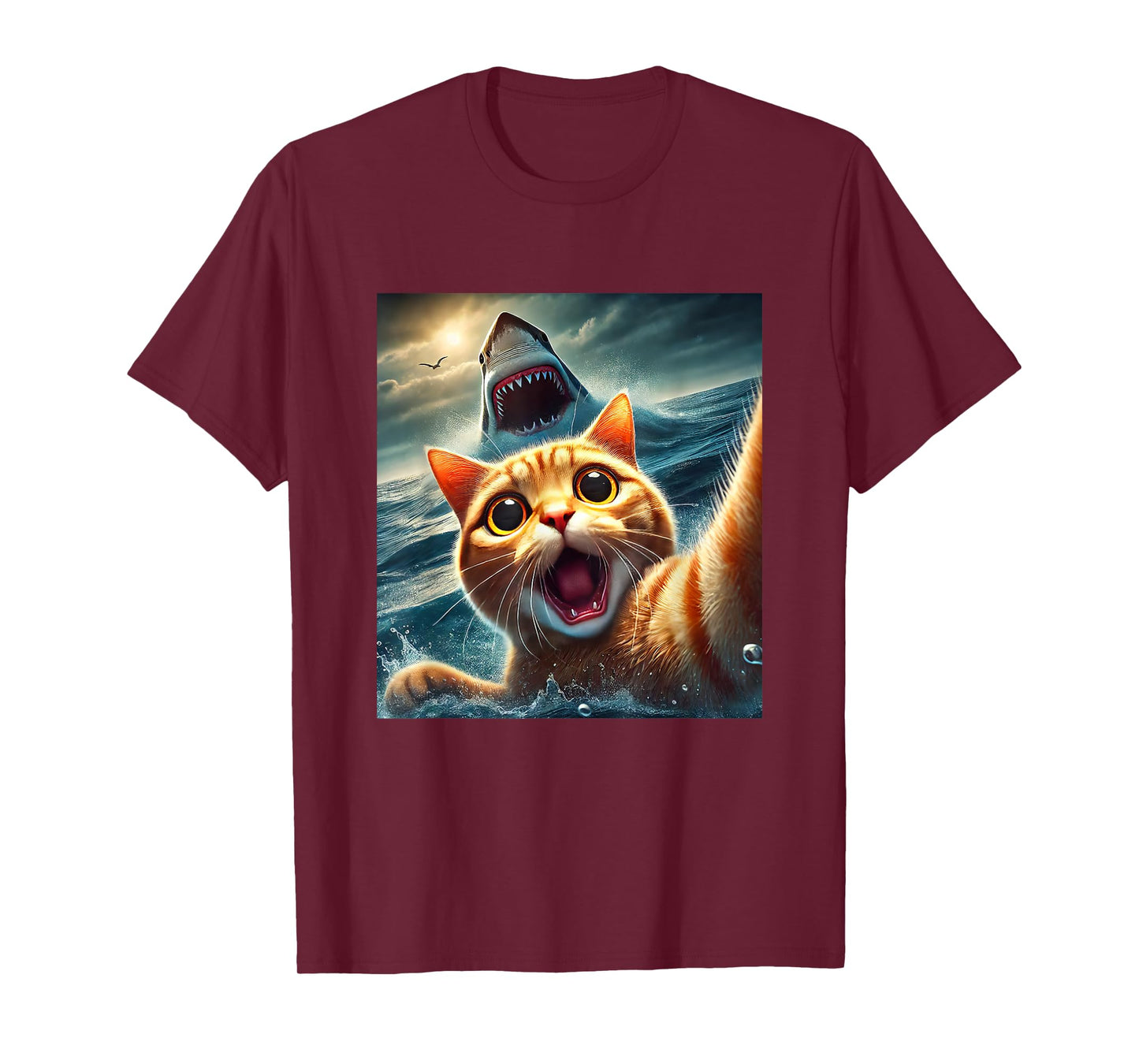 Cat Selfie With Shark Funny T-Shirt