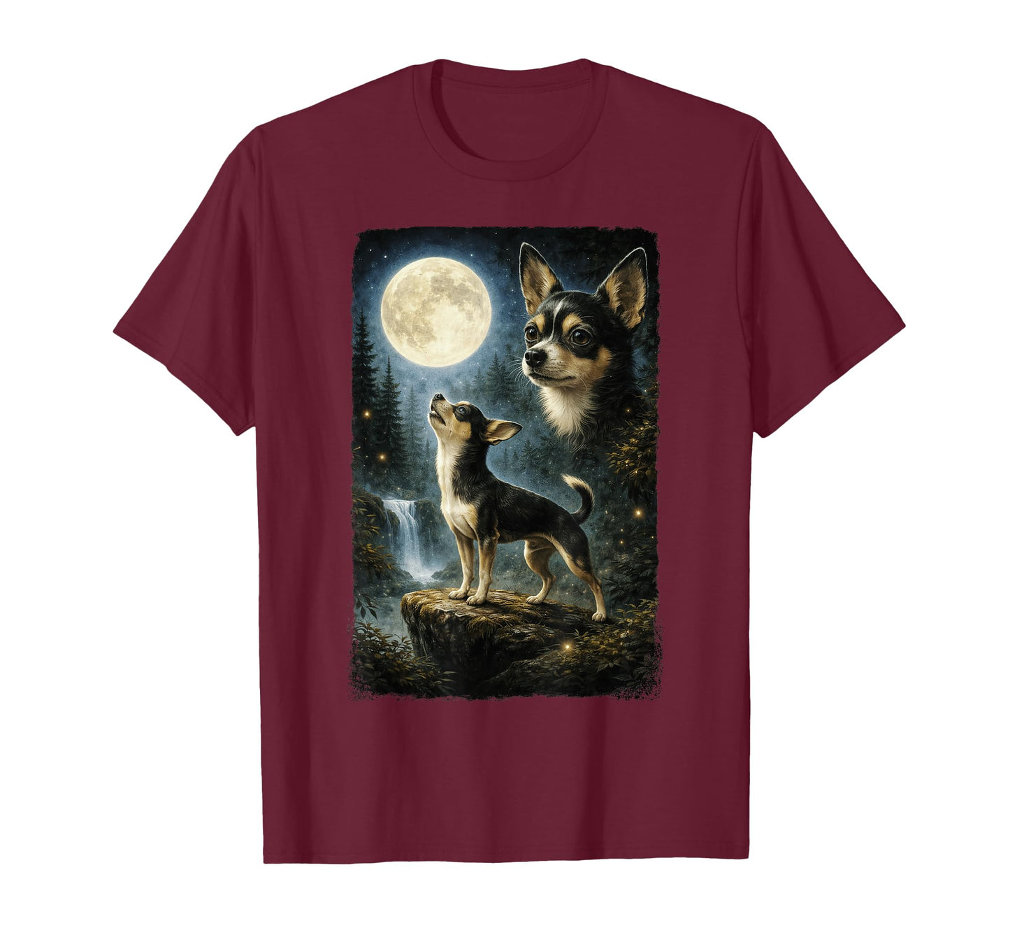 Funny Chihuahua Art Design Chihuahua Howling at The Moon T-Shirt