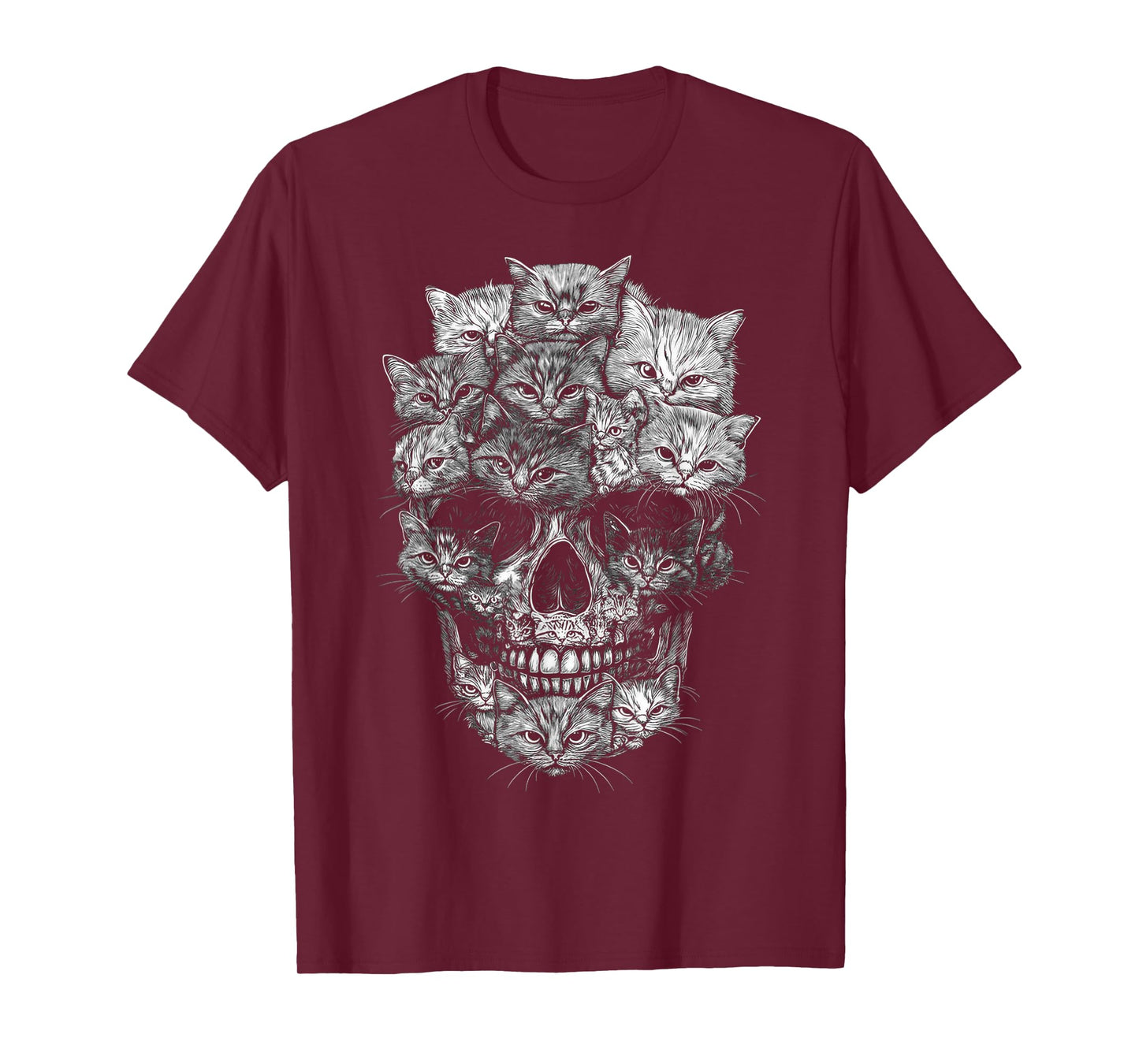 A Skull But It's Cats Kitty Skeleton Halloween Cat Skull T-Shirt