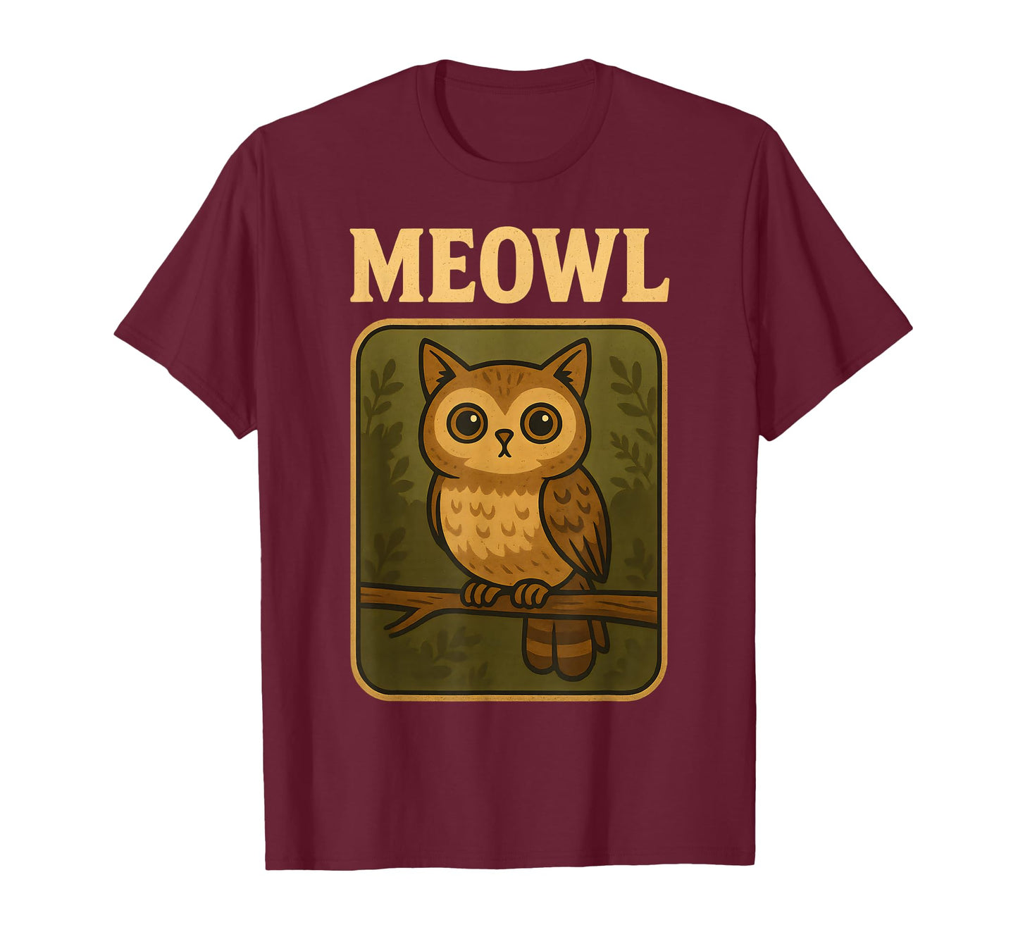 Meowl - Funny Meow Cat Owl Brainrot Meme Teen Kids Gaming T-Shirt