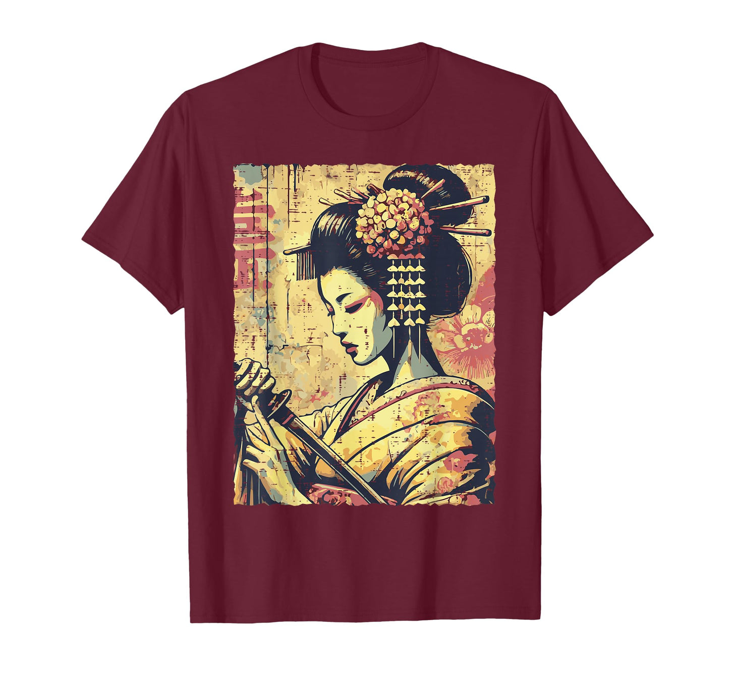 Japanese Hipster Geisha Katana Vintage Women Girls Kids Men T-Shirt