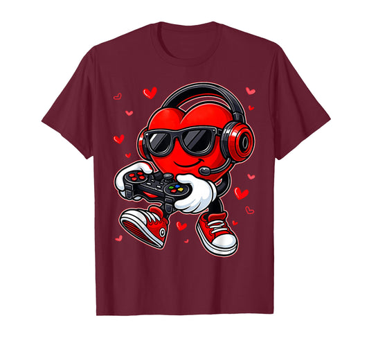 Funny Heart Gamer Gaming Men Valentine Boys Kids T-Shirt