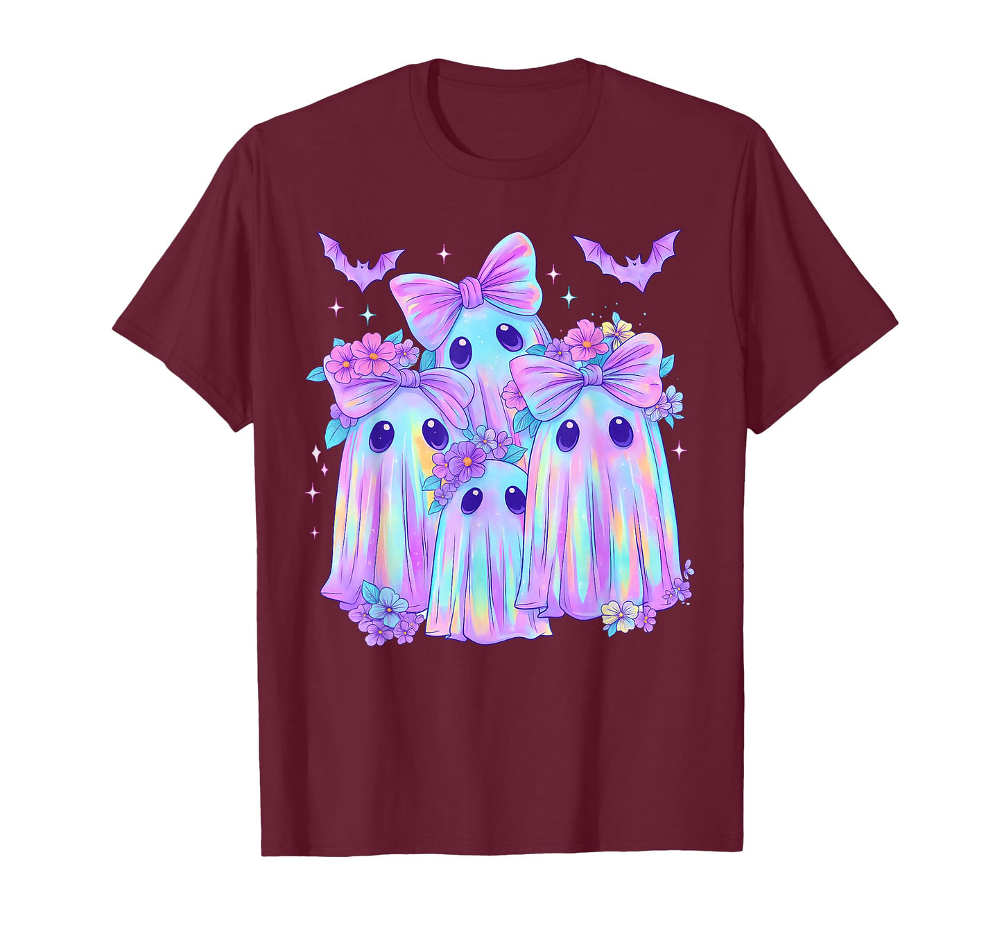Tie Dye Galaxy Ghost Pumpkin Halloween Neon Ghost Girl Women T-Shirt