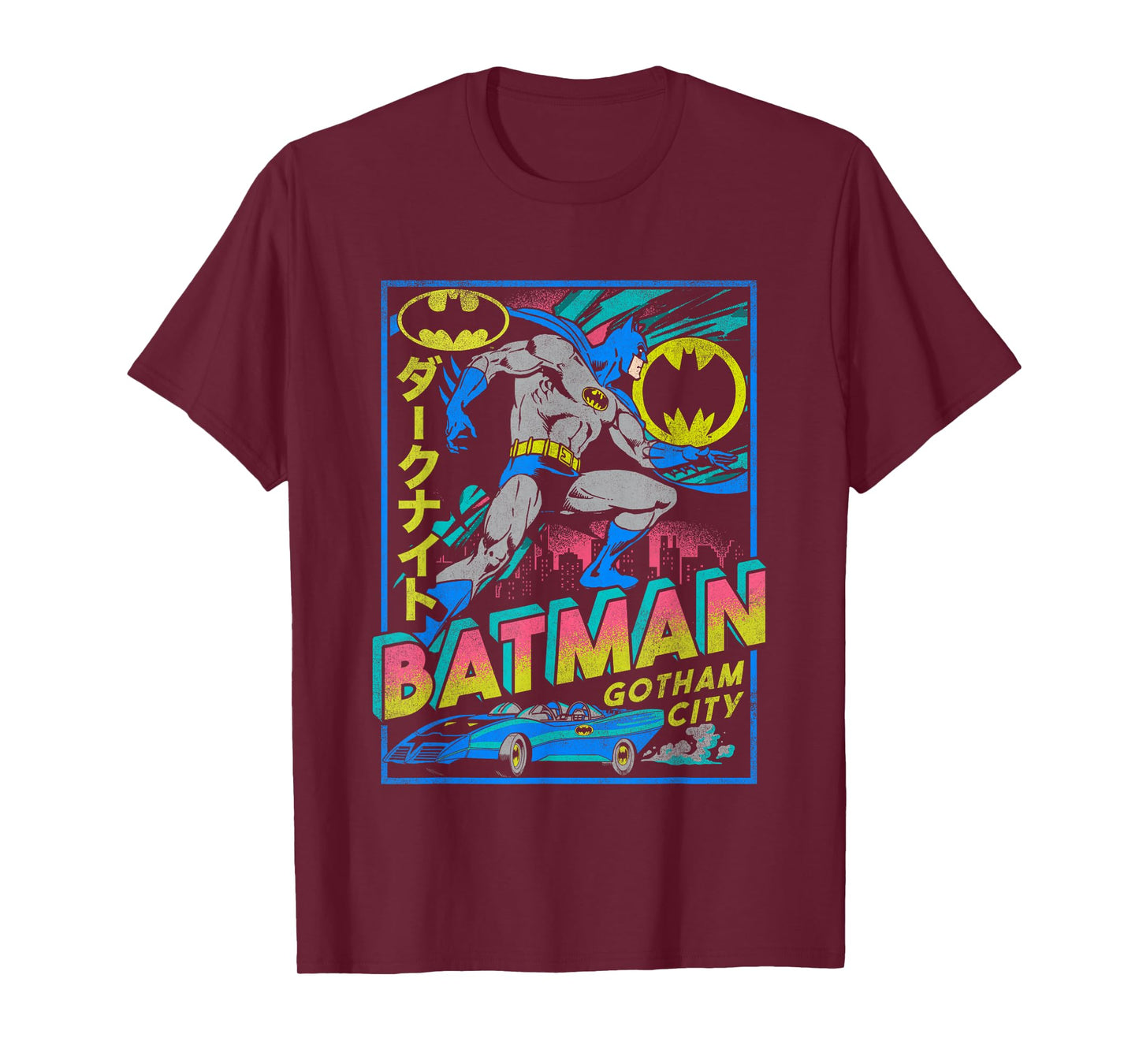 DC Comics Batman Neon Gotham City Kanji Poster T-Shirt
