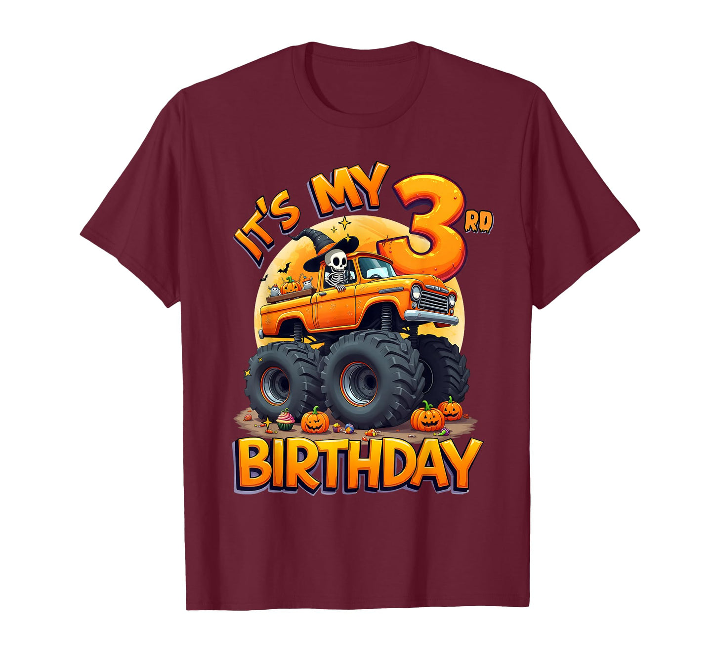Kids It's My 3rd Birthday Boy Halloween Monster Truck T-Shirt