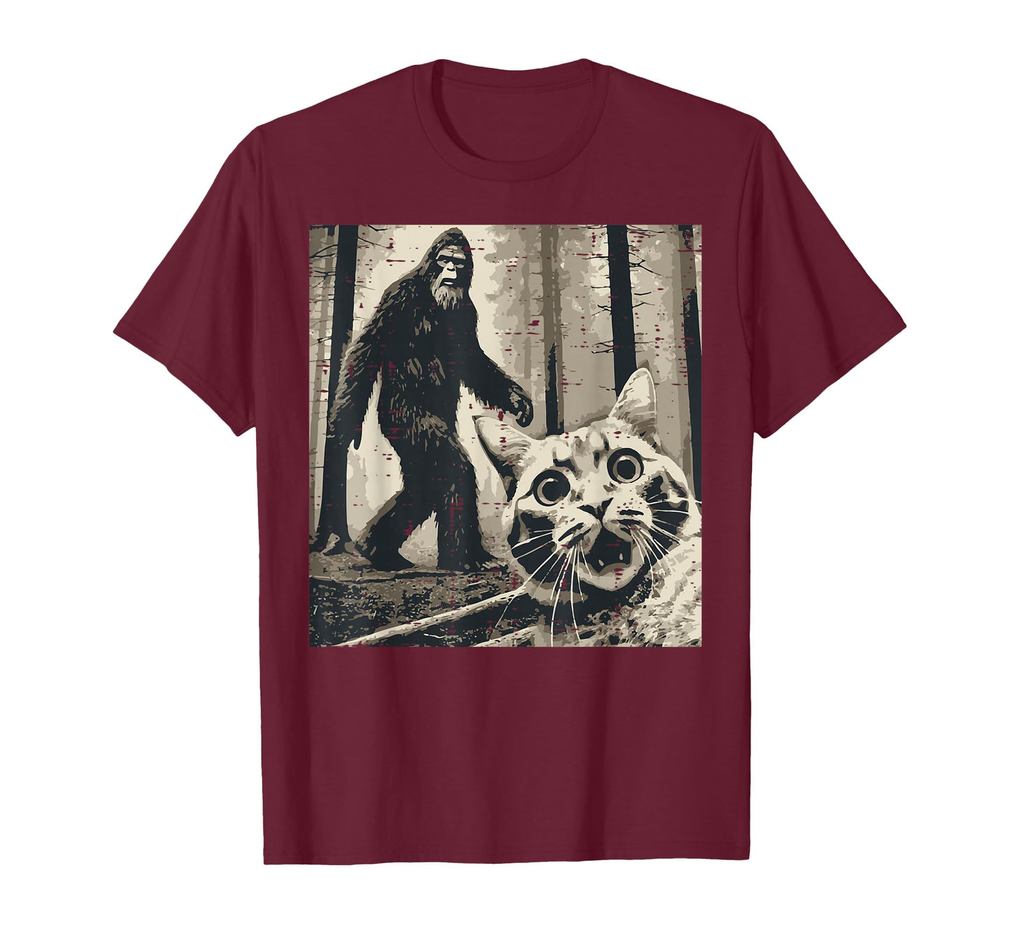Bigfoot Sasquatch Cat Selfie Funny Meme Kitty Men Women Kids T-Shirt