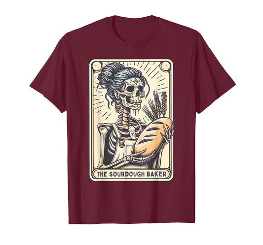 Sourdough Bread Skeleton Tarot Card Homemaker Cookie Baking T-Shirt