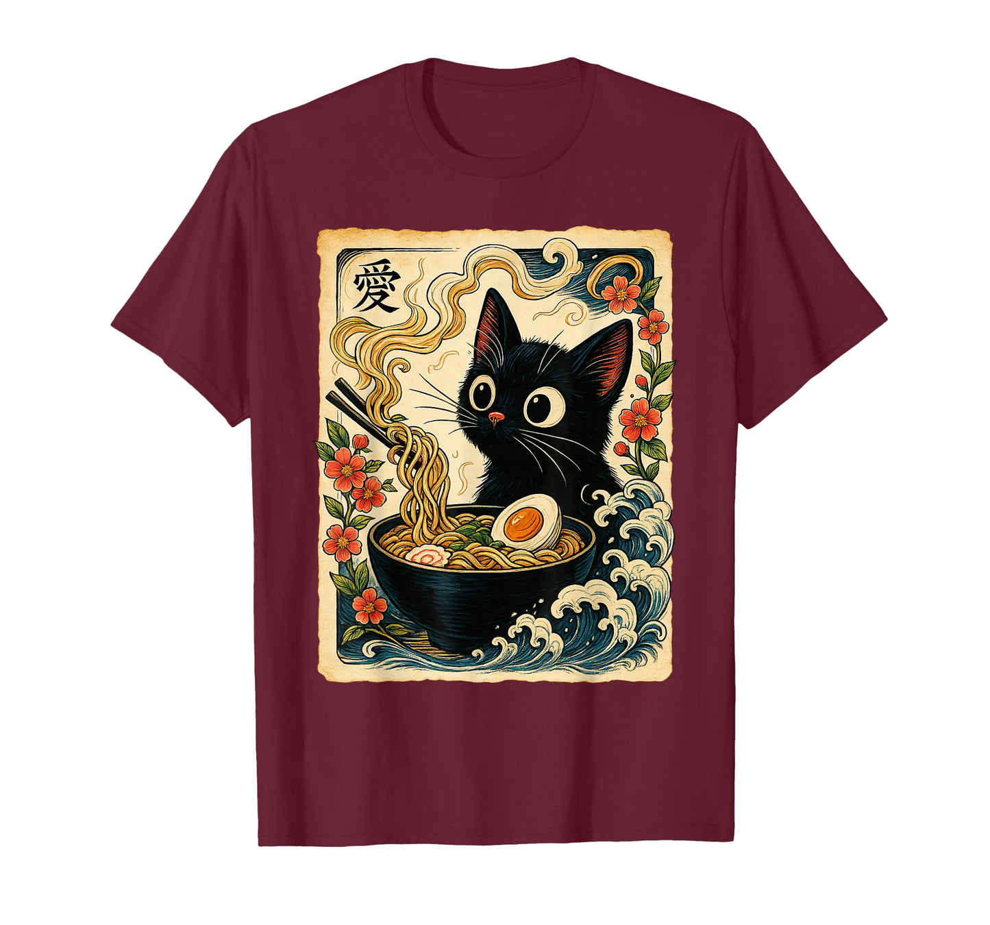 Funny Cat Ramen Japanese Noodles Kawaii Anime Kitten Kitty T-Shirt