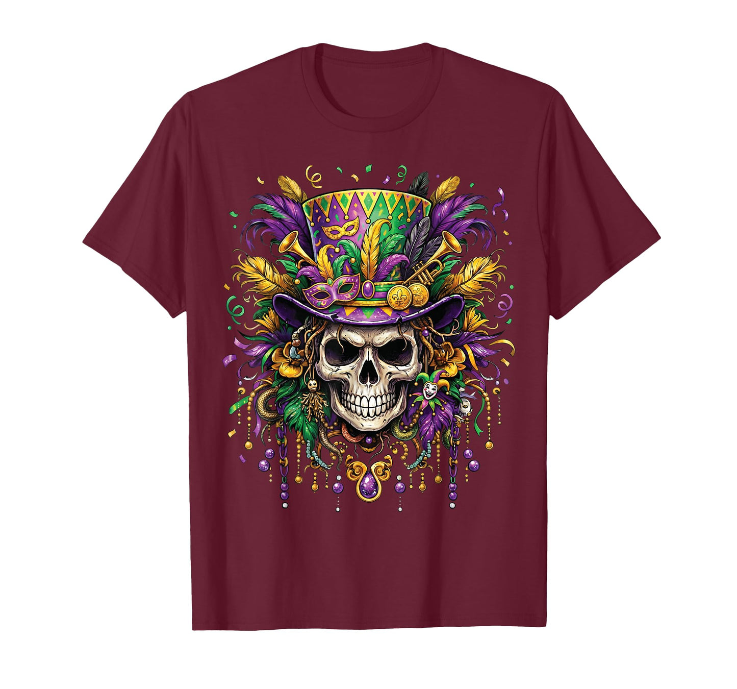Skull Mardi Gras Men Women Kids Carnival New Orleans Parade T-Shirt