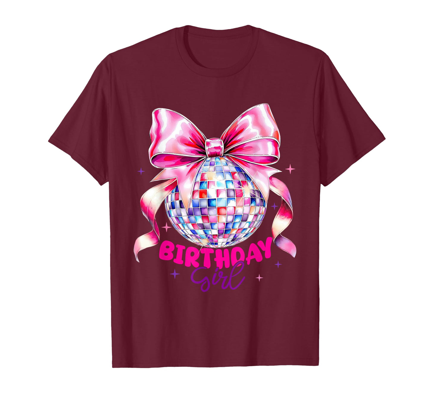Coquette Bow 1st 2nd 3rd 4th 5th Birthday Girls Disco Ball T-Shirt