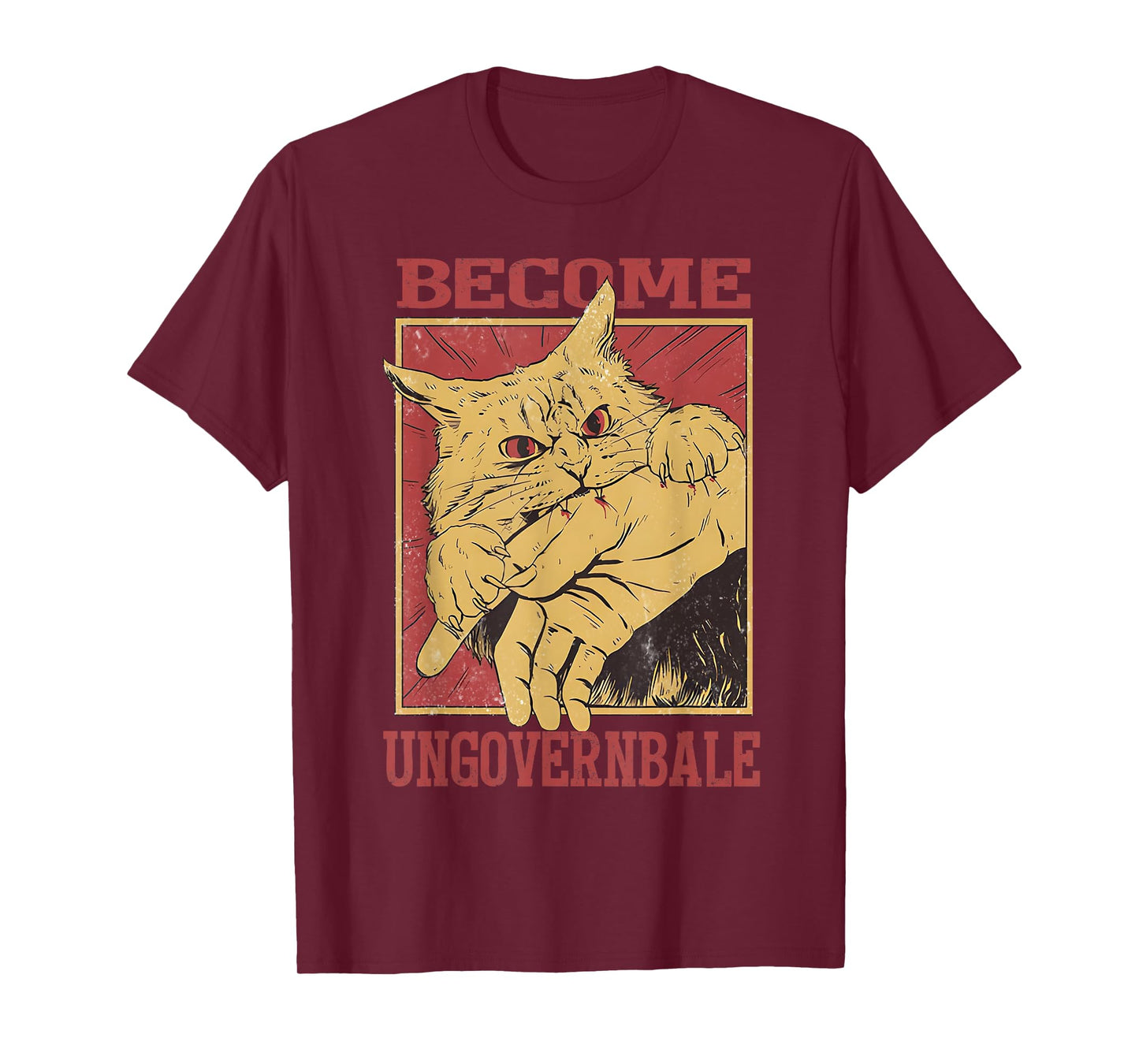 Become Ungovernable - Black Cat Biting Hand Funny Meme T-Shirt