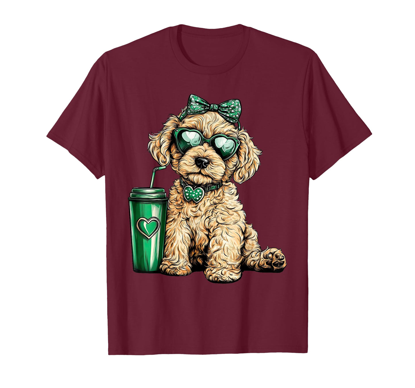 St Patricks Day Golden Doodle Sunglasses Coffee Irish Dog T-Shirt