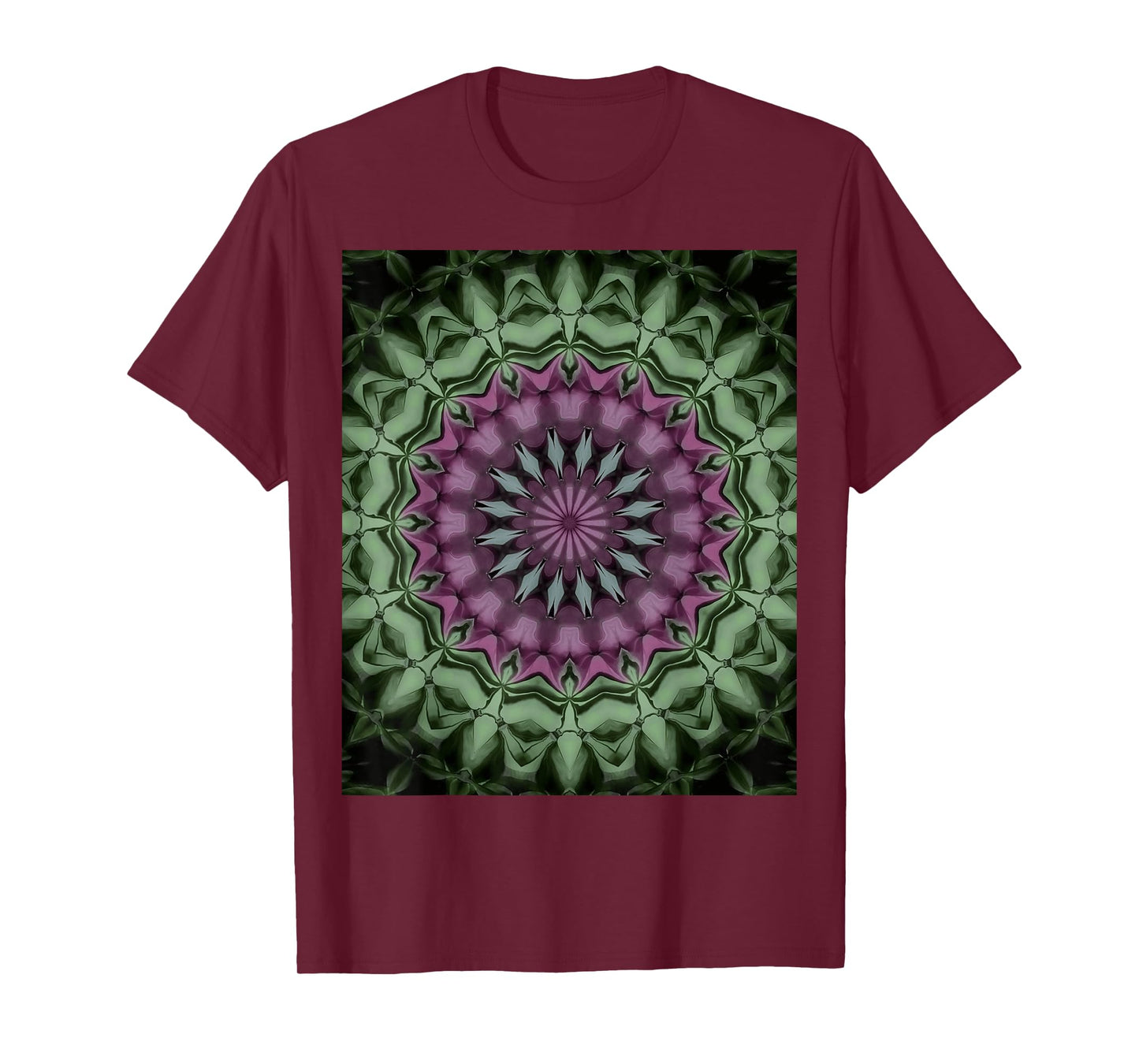 Fantasy Floral Mandala Rose Pink, Pale Green T-Shirt