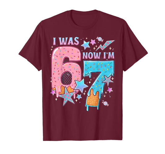 7 Year Old Birthday i was 6 Now I'm 7 67 Funny for Kids T-Shirt