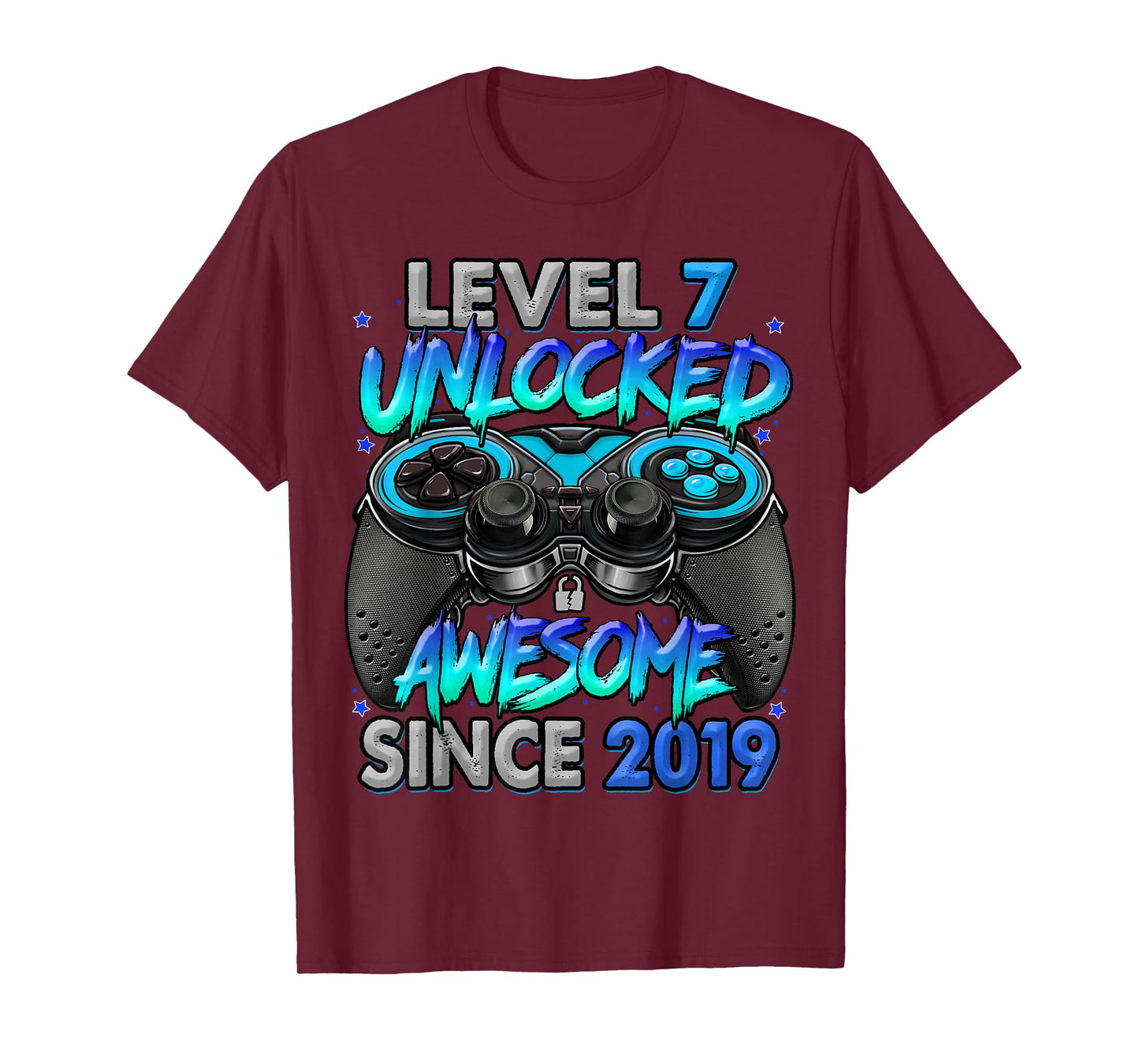 Level 7 Unlocked Awesome Since 2019 7th Birthday Gaming T-Shirt