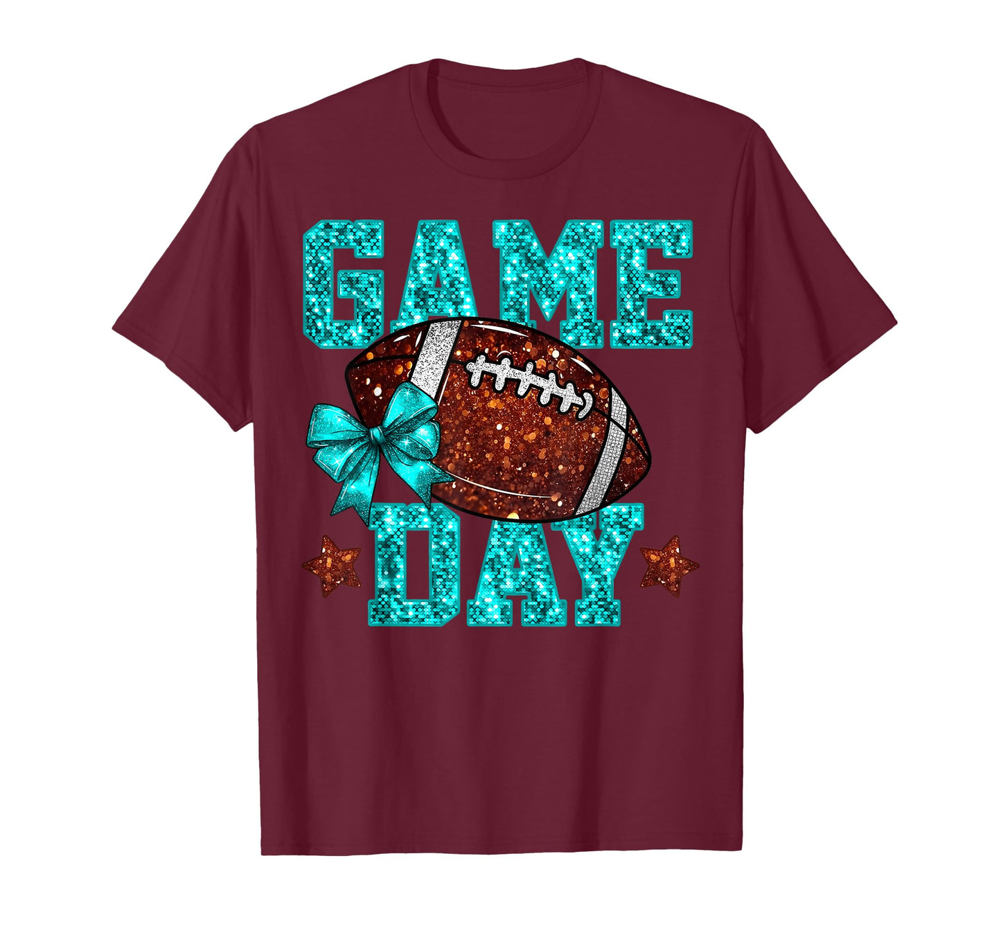 Game Day Football Teal Coquette Bow Team Spirit Touchdown T-Shirt