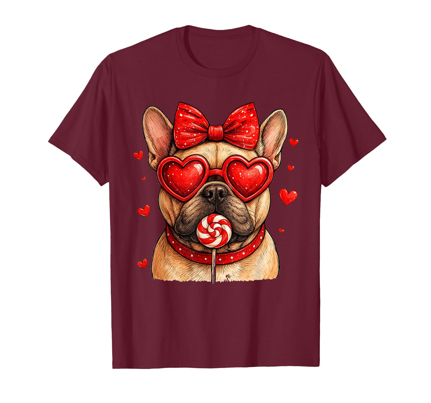 Cute French Bulldog Valentine Heart Candy Valentine Frenchie T-Shirt
