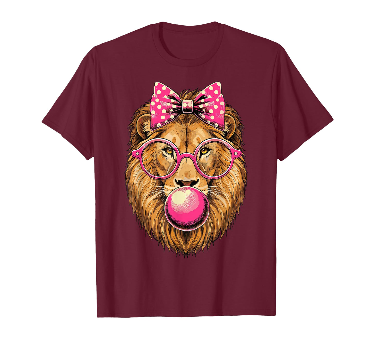 Lion with Bubble Gum and Pink Bow T-Shirt