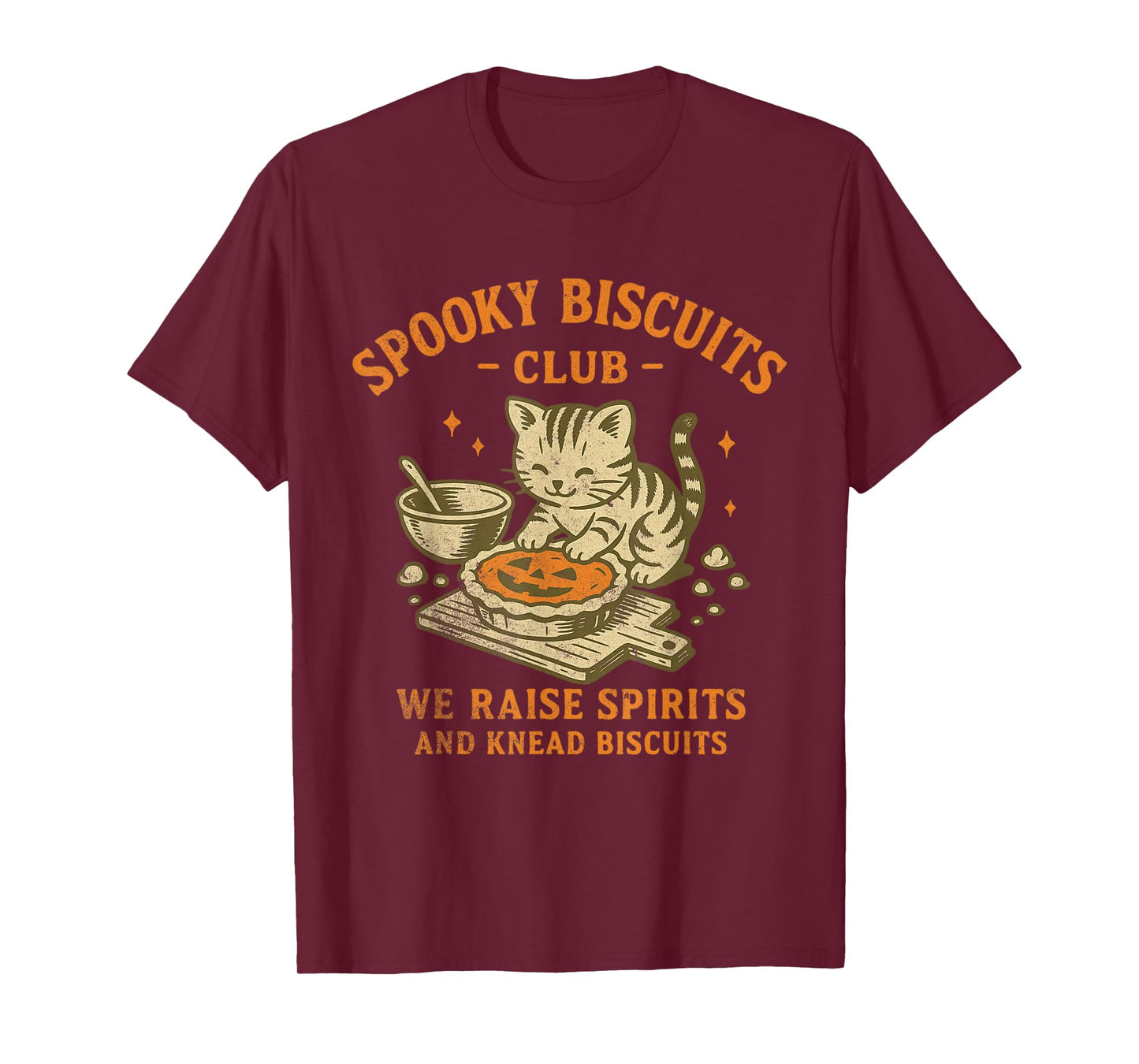 Spooky Biscuits Club Cat, Funny Halloween Baking Tee T-Shirt