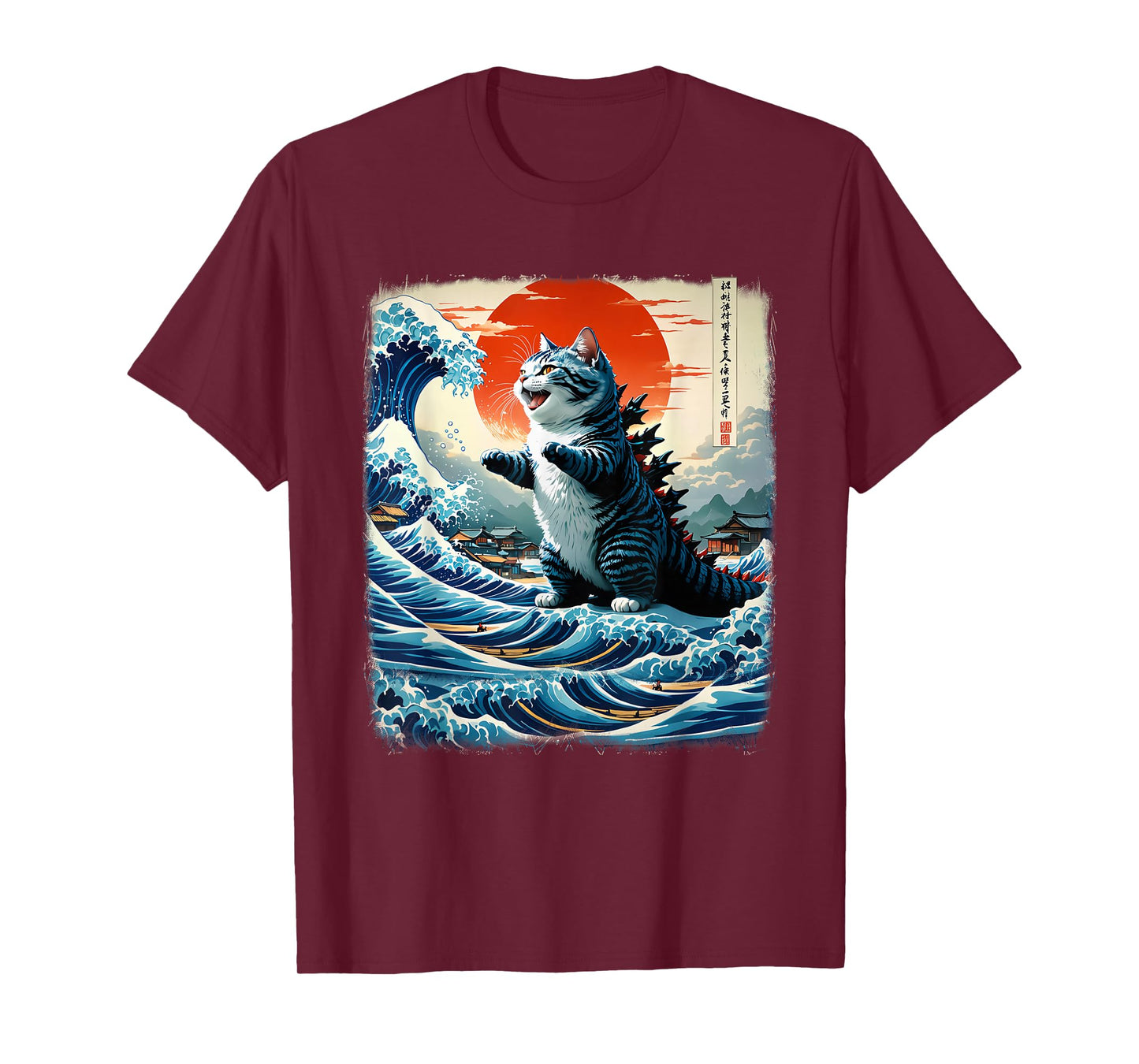 Catzilla Cat Japanese Art Funny Adventure 0HOKEN T-Shirt