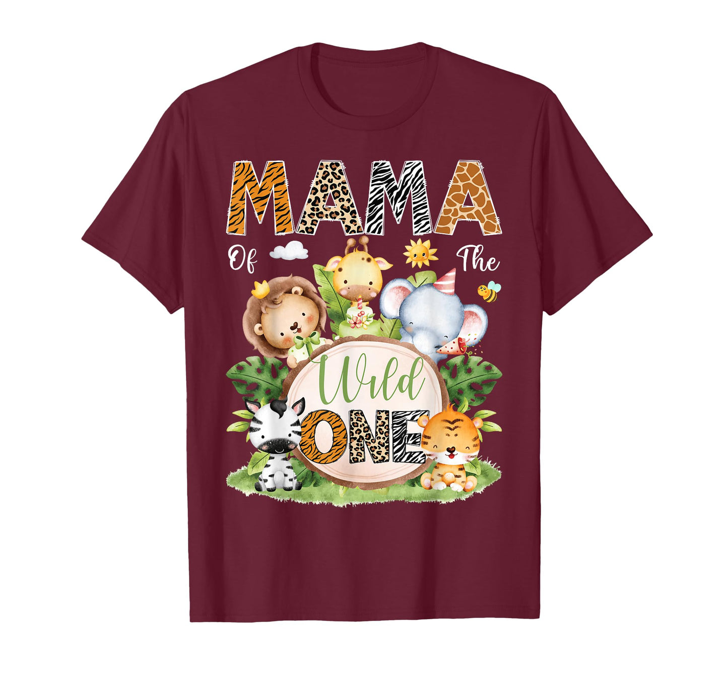 Mama Of The Wild One 1St Birthday Kids Safari Jungle T-Shirt