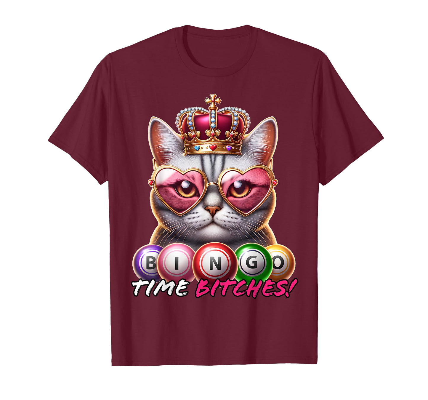 Funny Bingo Gifts for Women Men Bingo Time Bitches Black Cartoon Graphic Modern T-Shirt