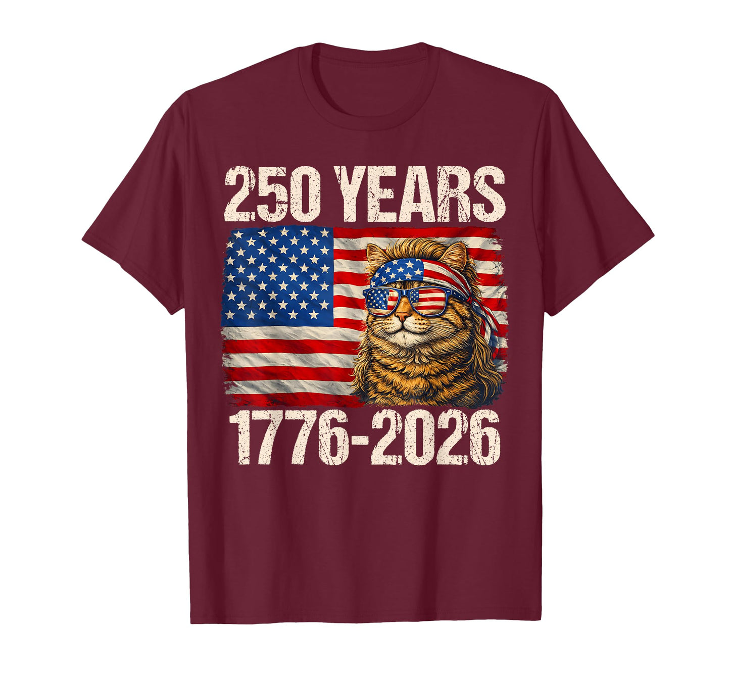 250 Years Cat American Flag 250th Anniversary 4th of July T-Shirt