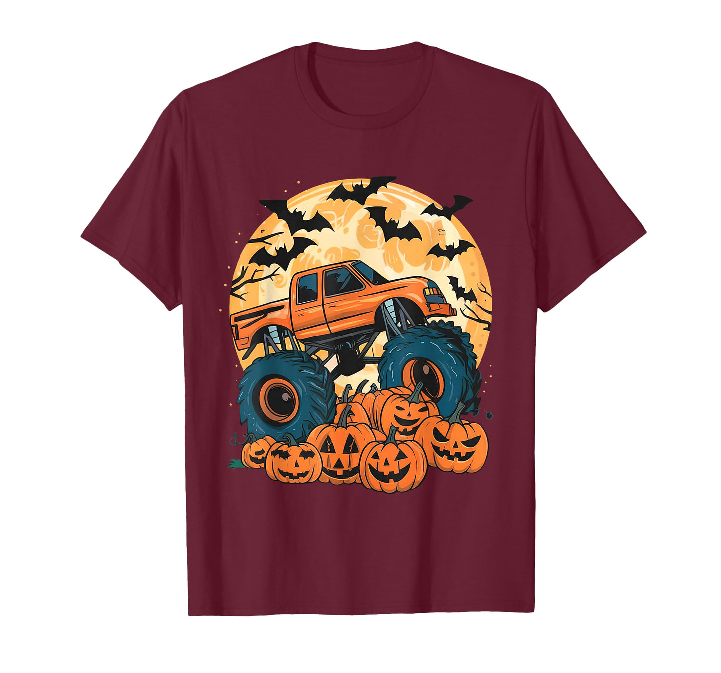 Ghost Truck Moon Pumpkin Toddler Boys Halloween Teens Kids T-Shirt