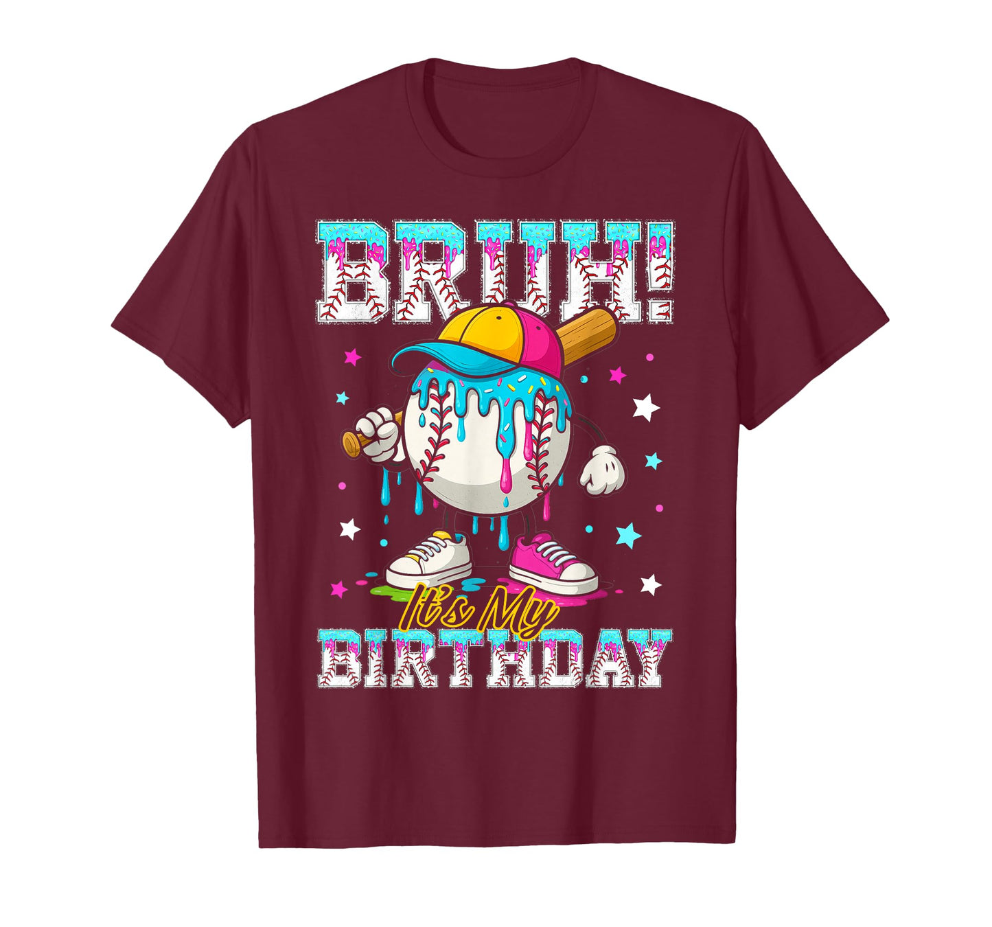 Bruh Its My Birthday Ice Cream Baseball Drip Boys Bday Party T-Shirt