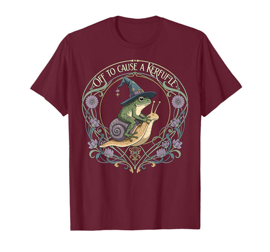 Off to Cause A Kerfuffle Witchy Frog Wizard Snail Meme Humor T-Shirt