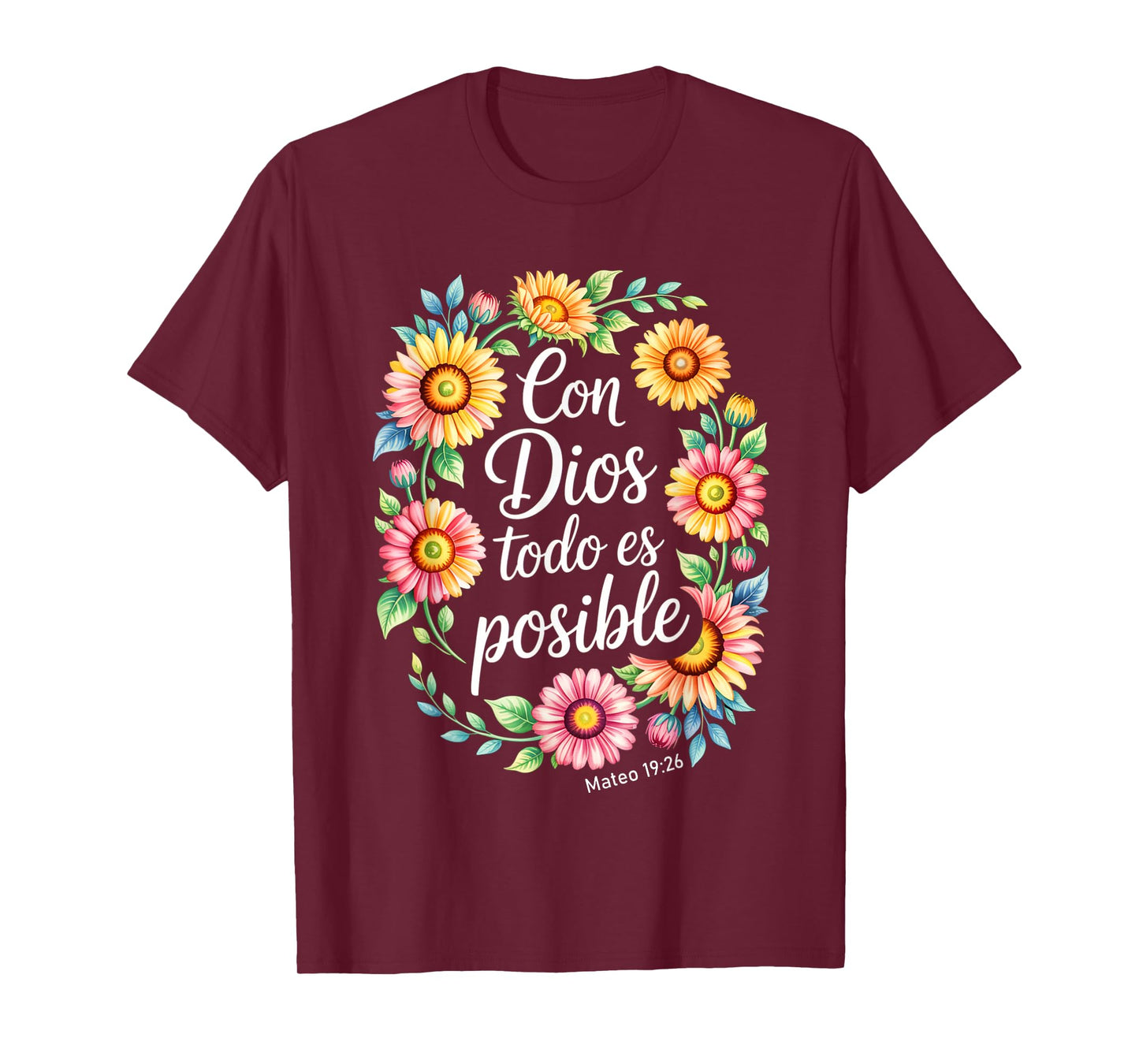Con Dios Todo ES Posible Shirt Christian Spanish for Womens T-Shirt