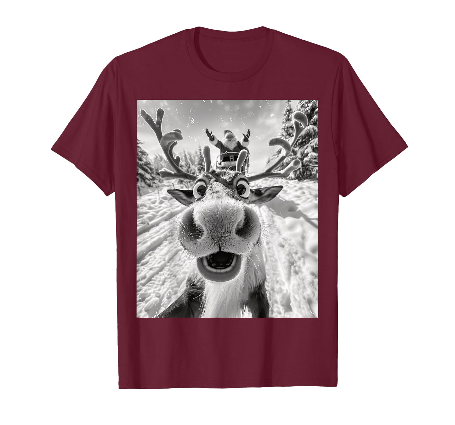 Funny Reindeer Selfie Christmas T-Shirt