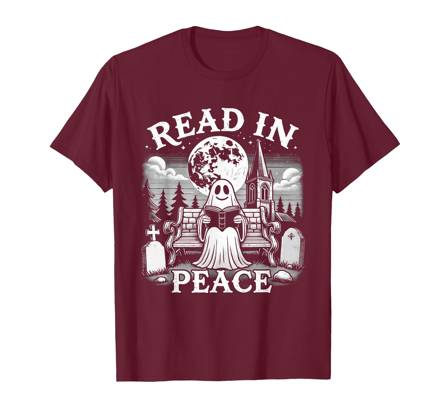 Read In Peace Ghost Reading Books Funny Halloween T-Shirt