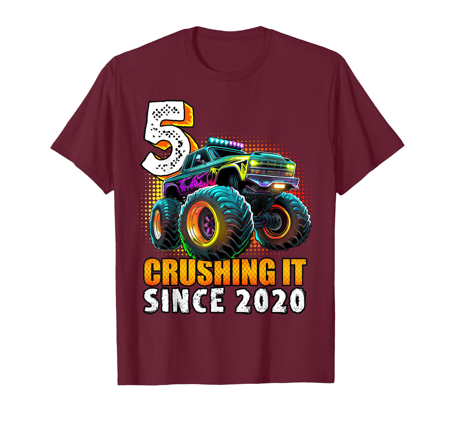 Birthday Monster Truck 5 year Old Boys 5th Party Born 2020 T-Shirt