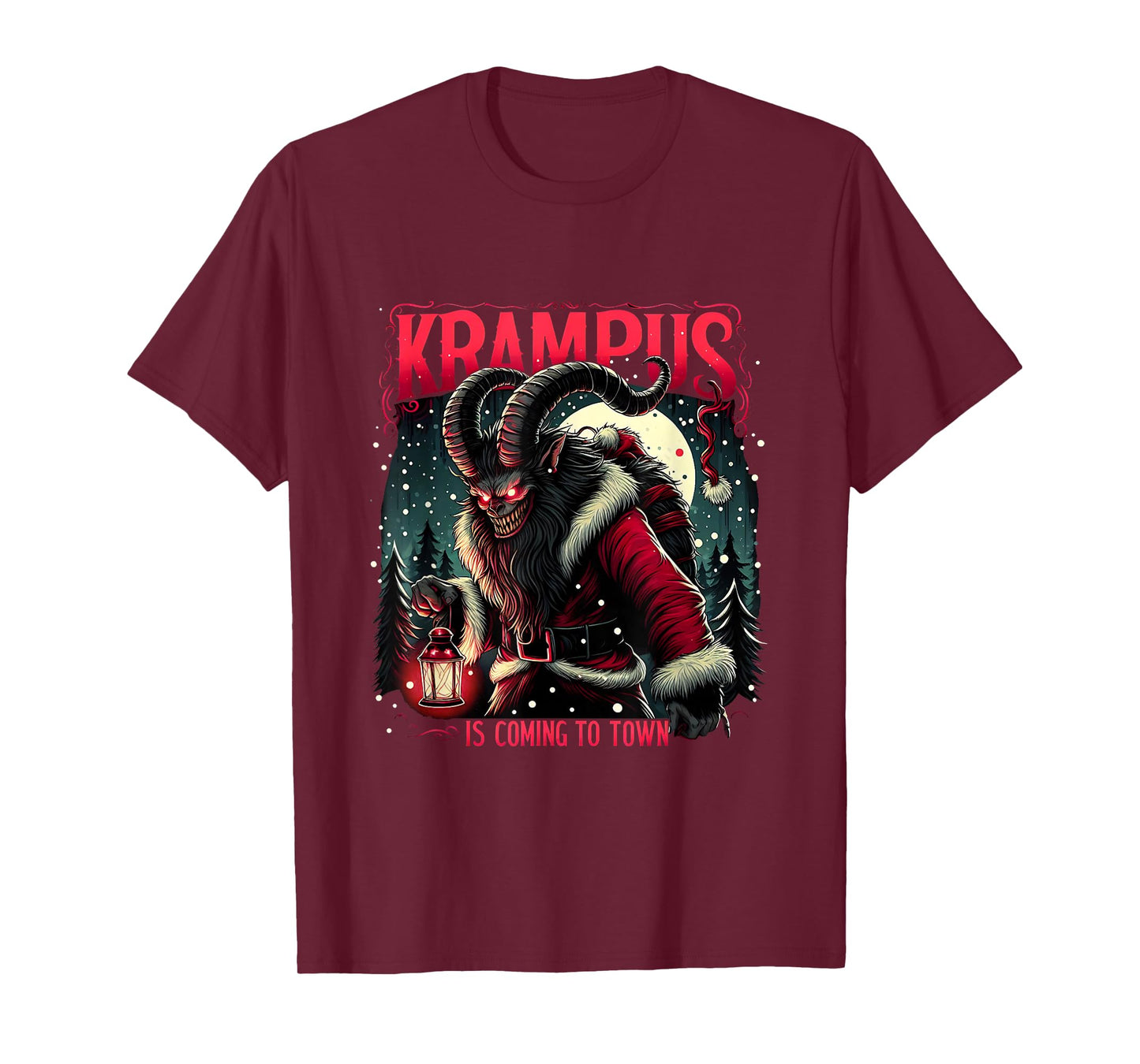 Krampus is Coming to Town Dark Christmas Horror Monster Xmas T-Shirt
