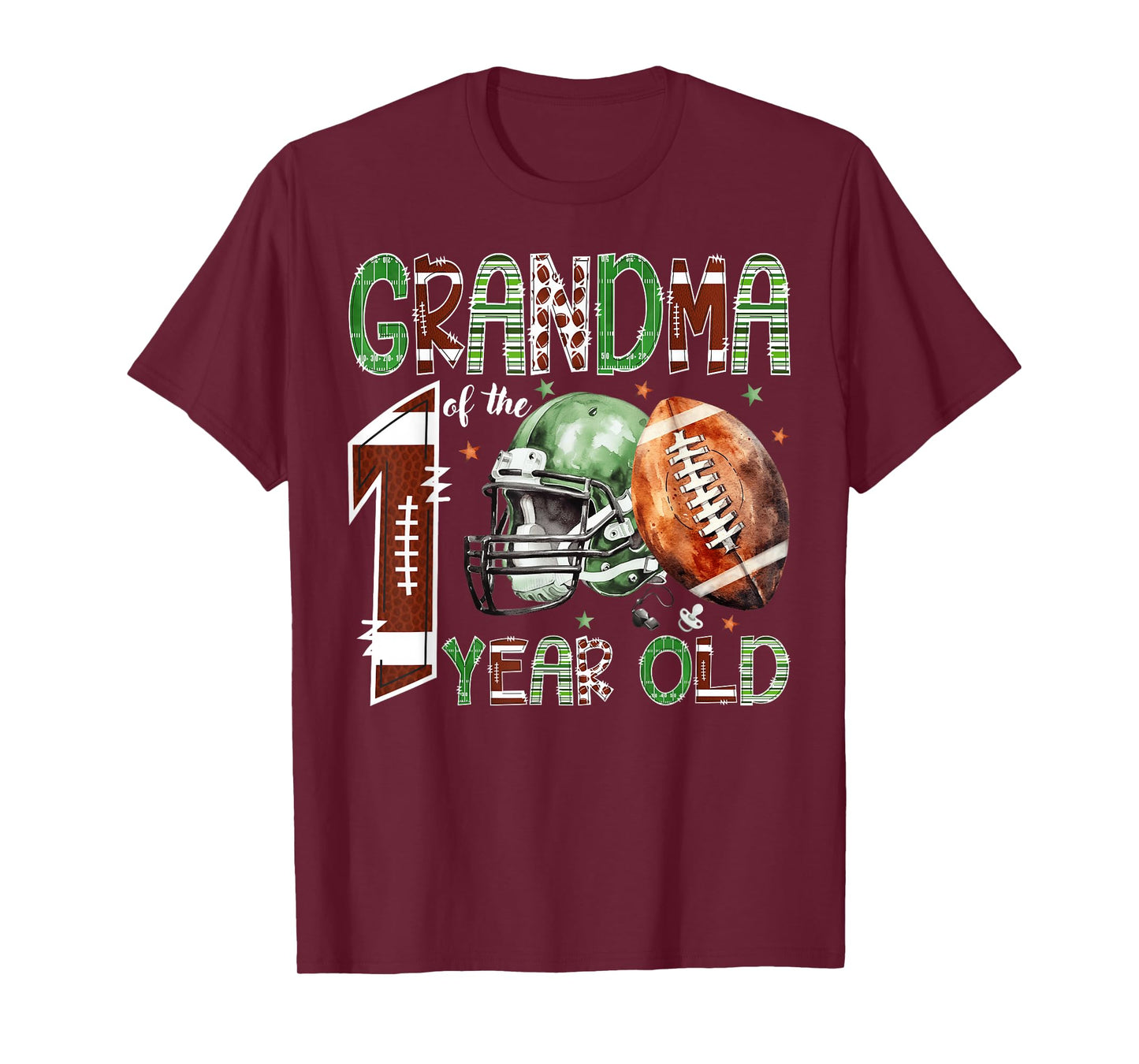 Grandma of The 1 Year Old Football Lover 1st Birthday Boy T-Shirt