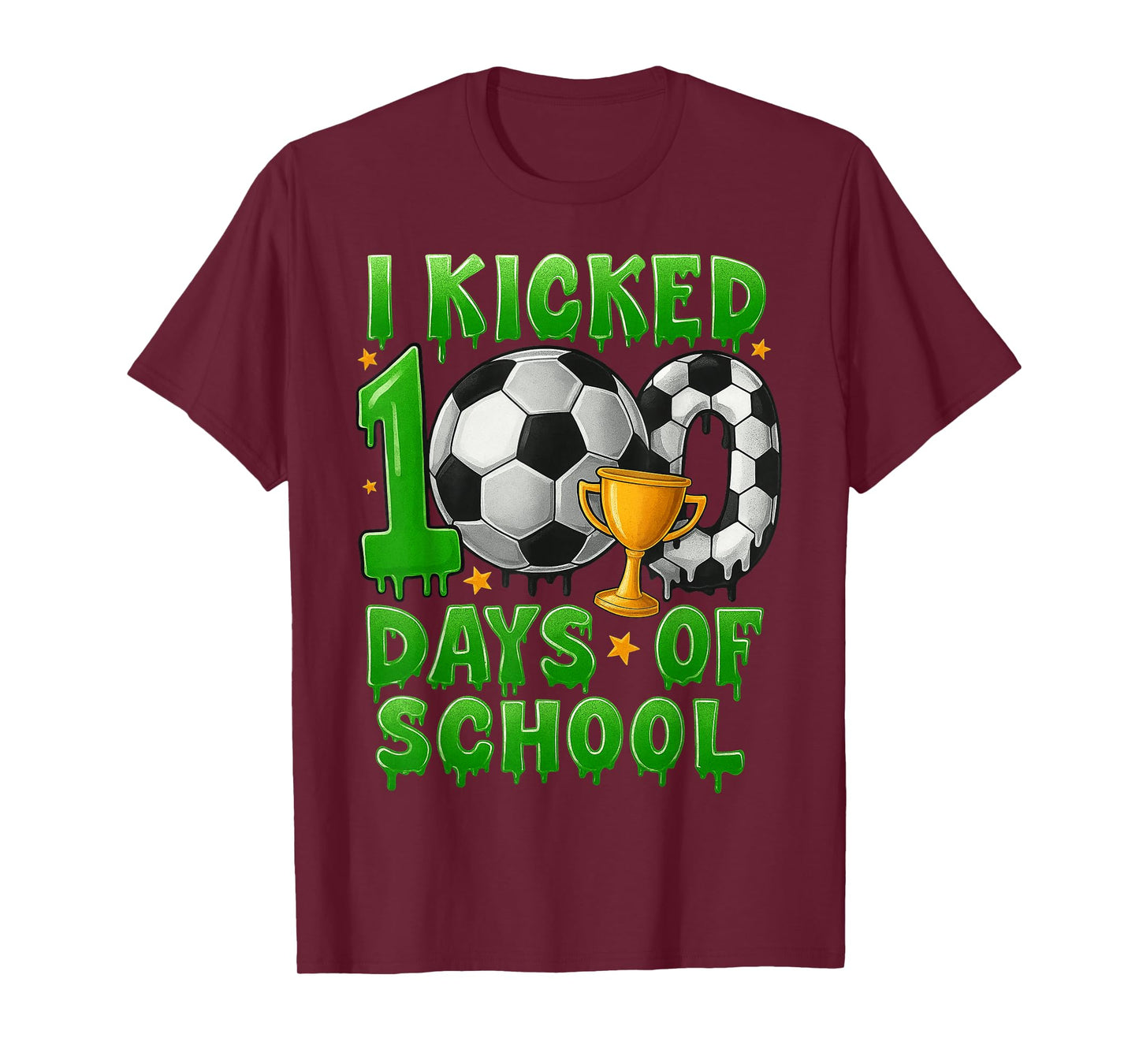 I Kicked 100 Days of School Soccer Drip Boys Kids T-Shirt