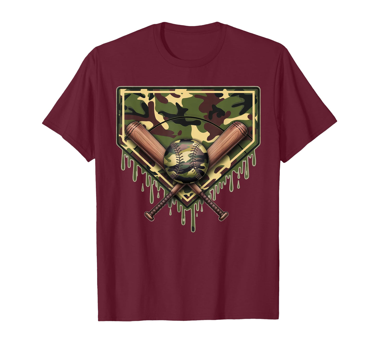 Baseball Home Plate Drip Baseball Ice Cream Camo Matching T-Shirt