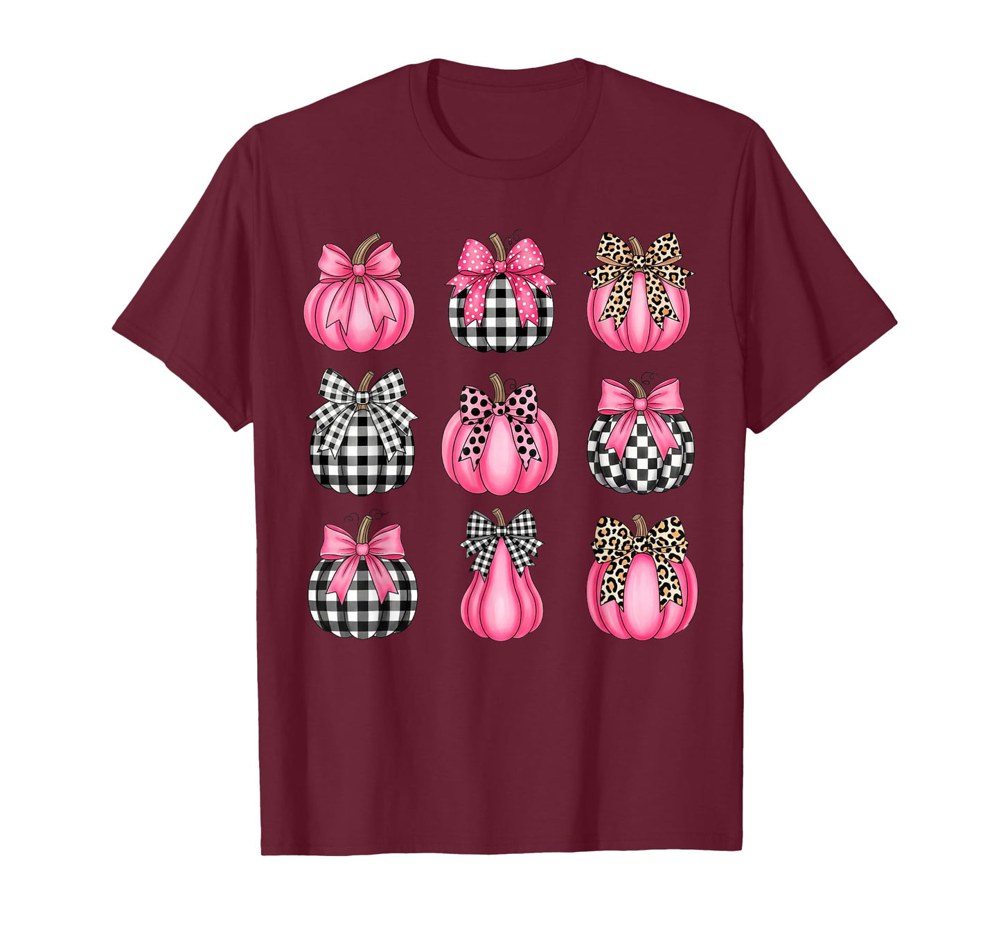 Preppy Buffalo Plaid Pink Pumpkin Shirt Bow Coquette Trendy T-Shirt