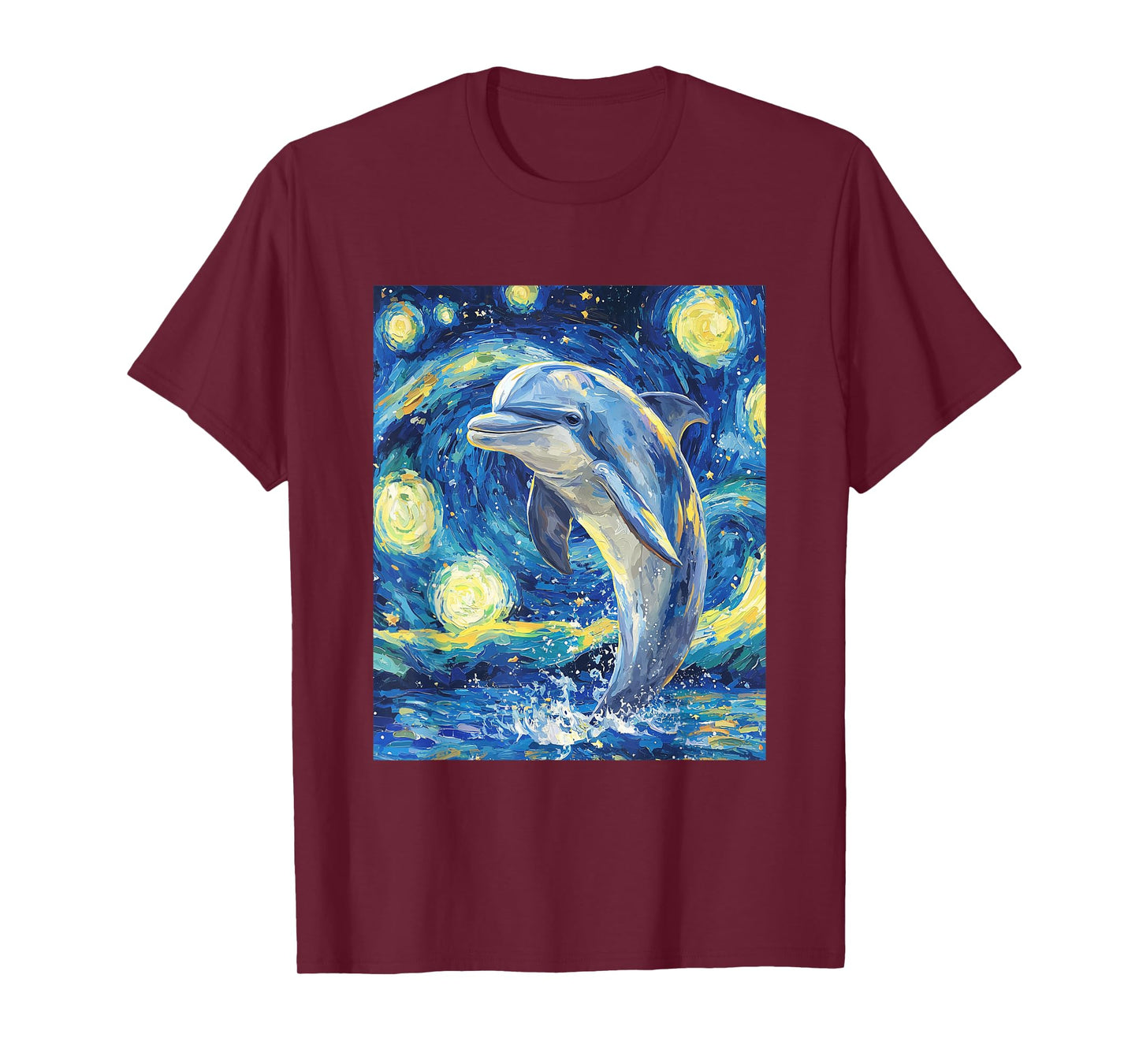 Cute Dolphin - Van Gogh Style - Starry Night Graphic T-Shirt