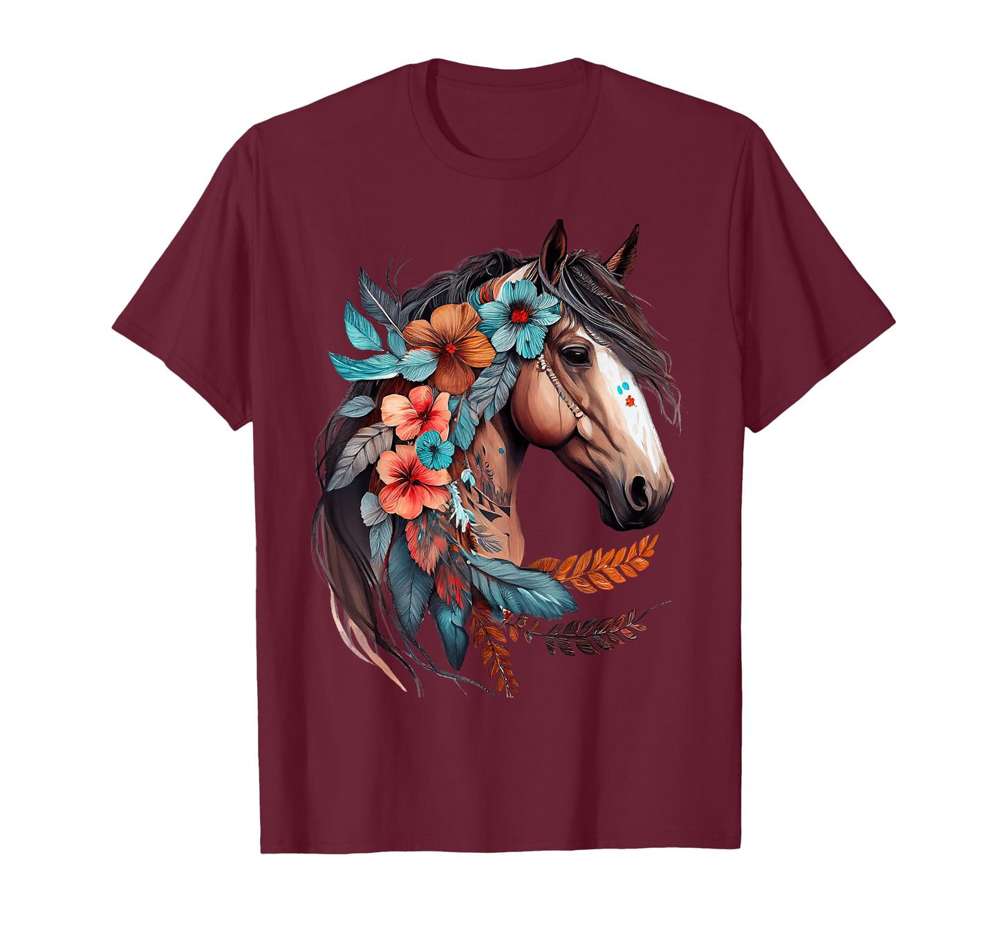 Floral Wild Horse Country Horse Riding T-Shirt