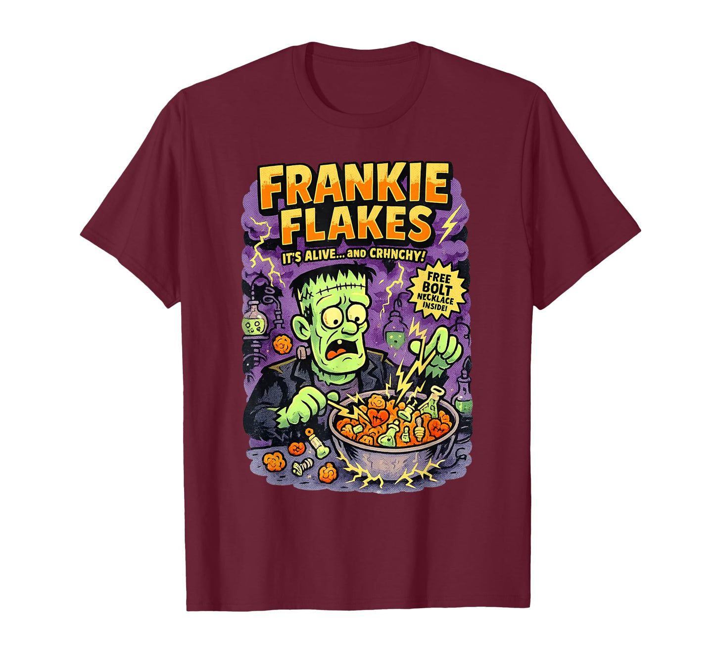 Retro Funny Frankie Flakes Cereal Frankenstein Monster Lover T-Shirt