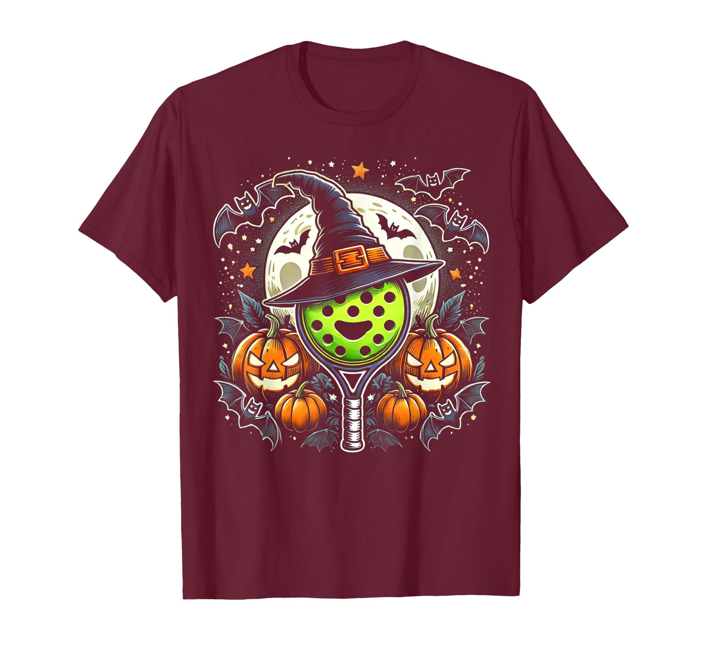 Pickleball Witch Halloween - Spooky Pumpkin Art T-Shirt