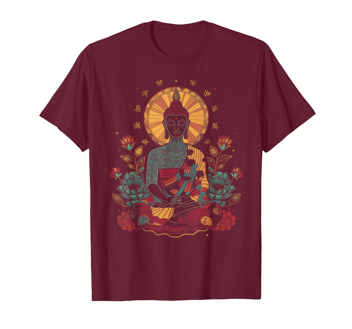 Buddha Floral Vintage Flower Yoga Buddhism Yogi Buddhist T-Shirt