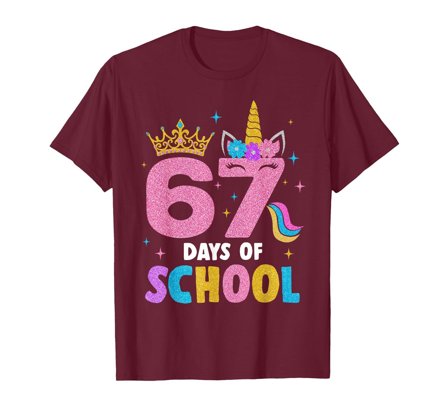 Dabbing Unicorn 67 Days of School Teachers Kids Boys Girls T-Shirt