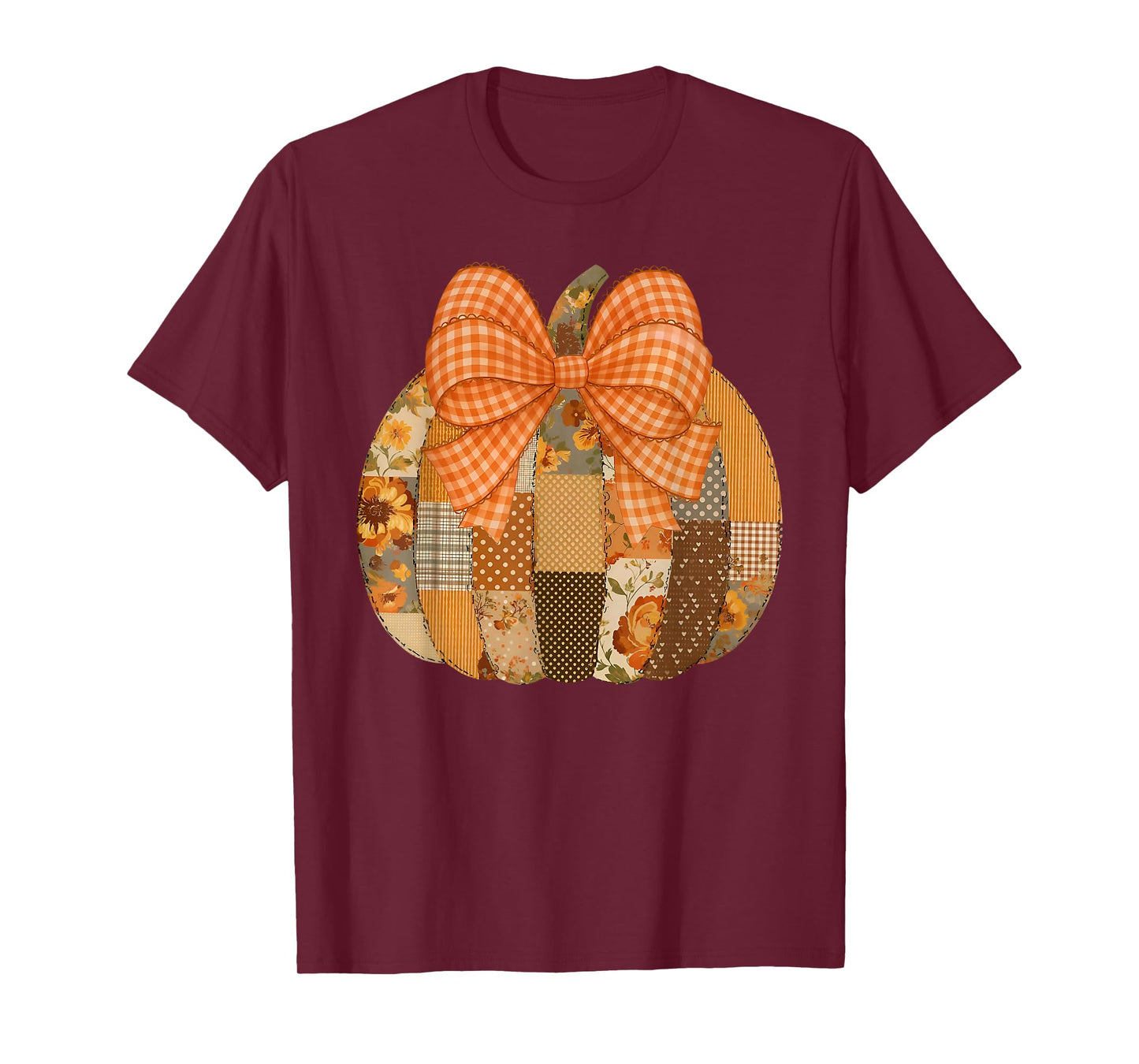 Pumpkin Season Coquette Bow Thanksgiving Autumn Fall Leaves T-Shirt